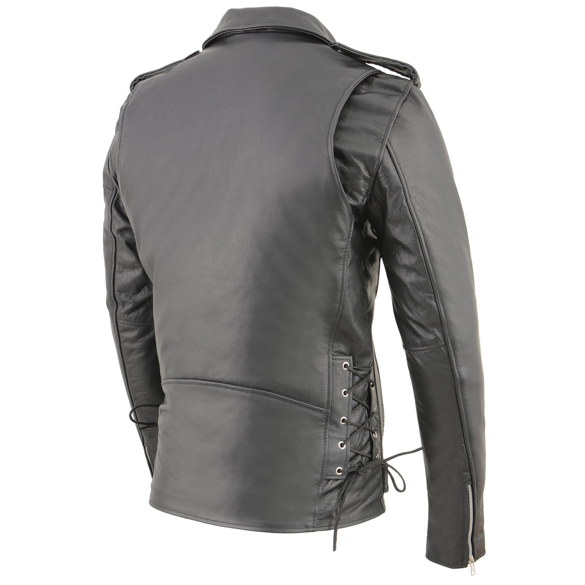 Milwaukee Leather Tall Men's Classic Biker Jacket with Half Belt & Side Laces - Premium Motorcycle Jacket for Riding & Outdoor Adventures