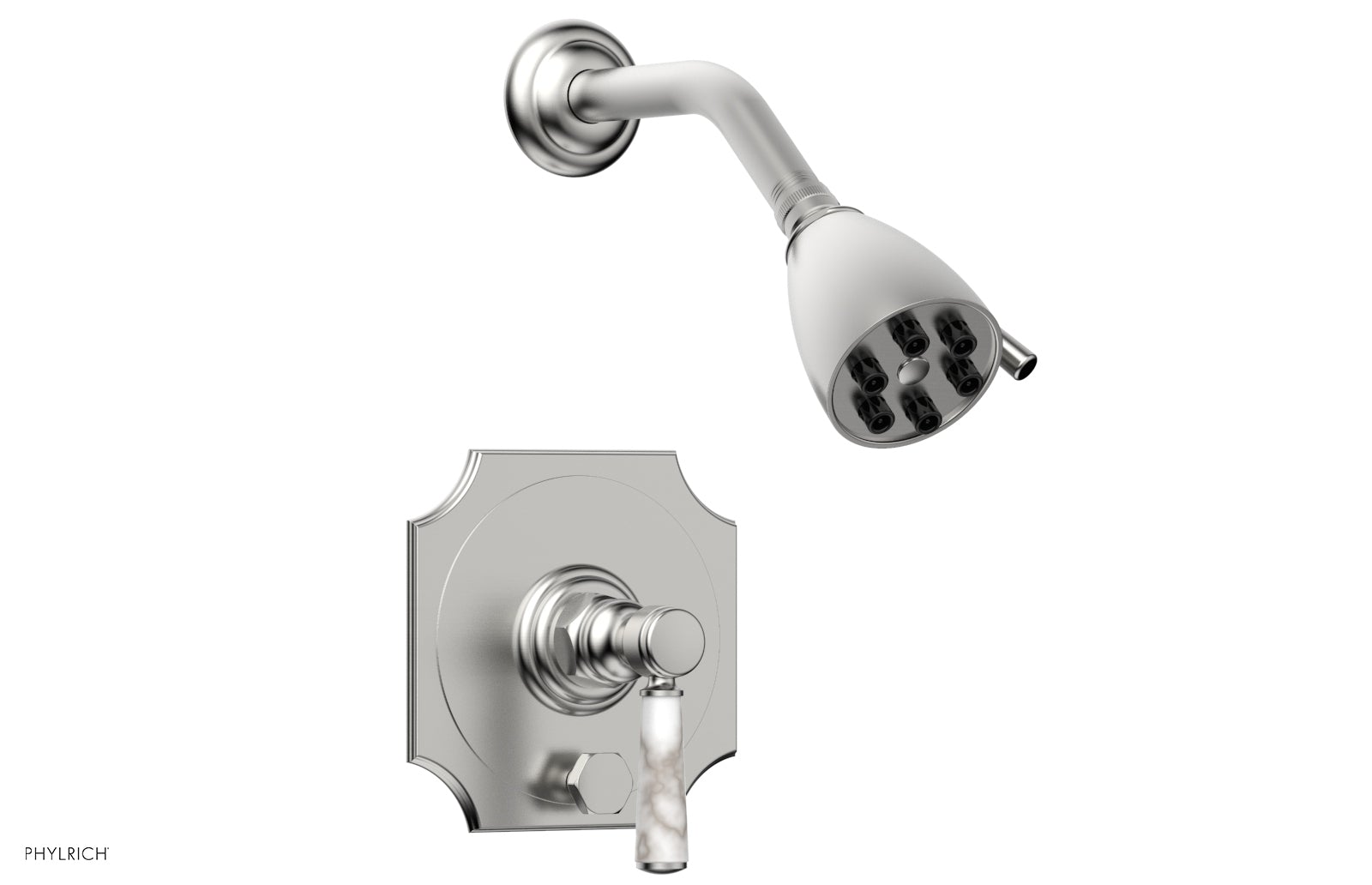 HENRI Pressure Balance Shower and Diverter Set with White Marble Handle - No Spout Included - Perfect for Bathroom Renovation and Modern Home Upgrade