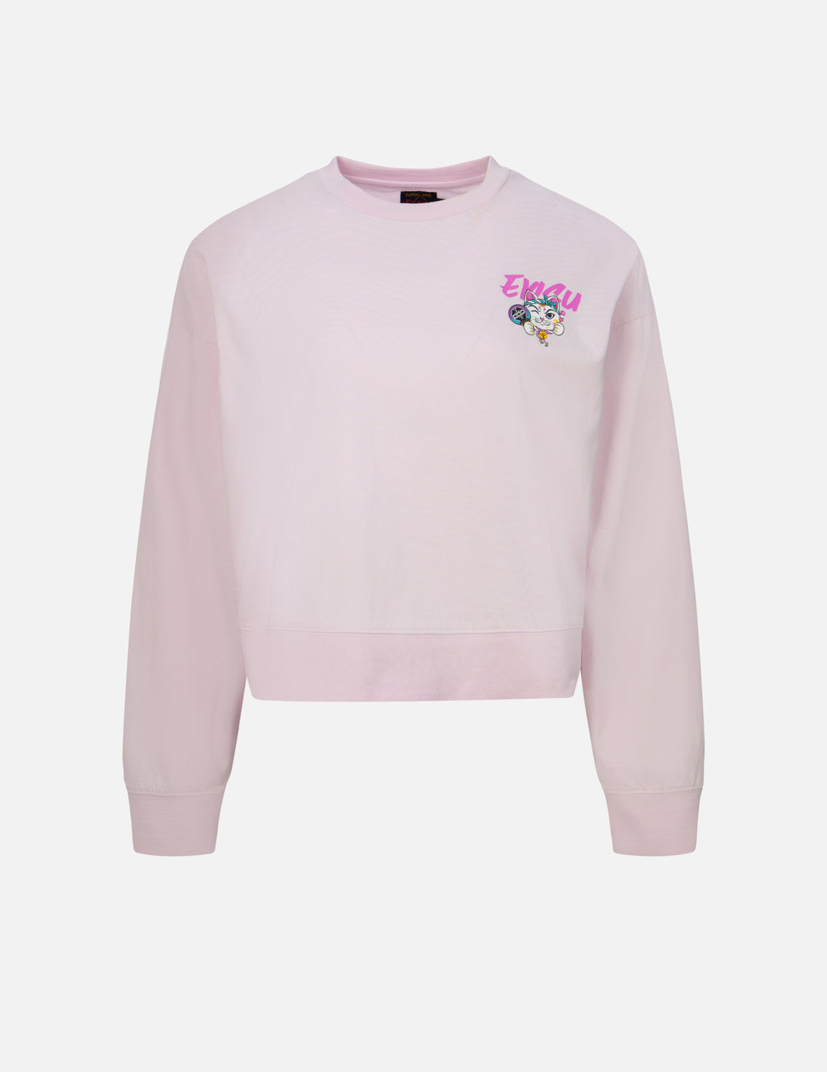 Lucky Cat Print Cropped Sweatshirt - Cute Japanese Maneki Neko Graphic Pullover for Women | Perfect for Casual Wear, Street Style & Kawaii Fashion Outfits