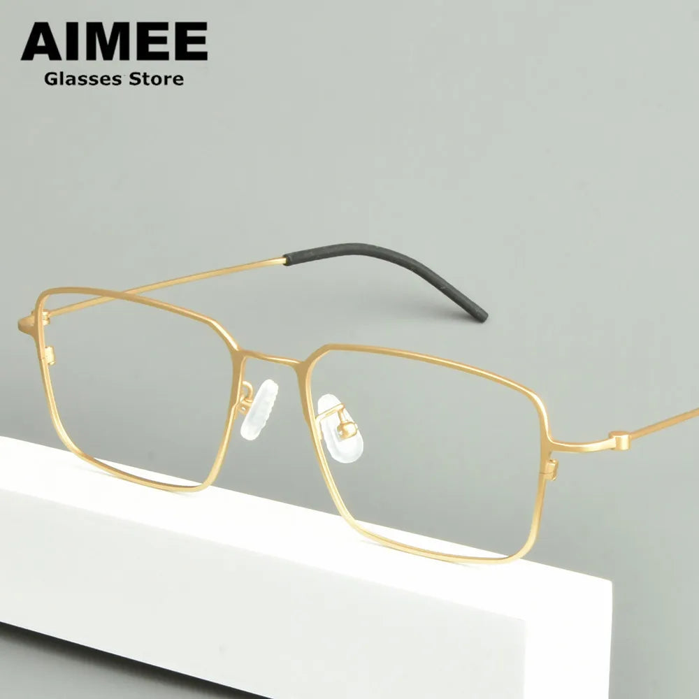 Aimee Unisex Full Rim Square Titanium Eyeglasses Frame 15502 - Lightweight Durable Glasses for Men & Women - Perfect for Reading, Work, and Daily Wear