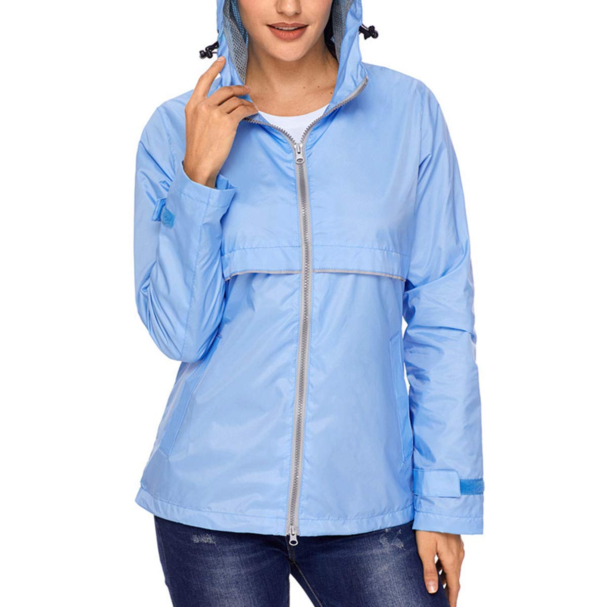 FAXIKIO Women's Waterproof Rain Jacket - Lightweight Windbreaker Hooded Coat for Outdoor Activities, Hiking & Commuting