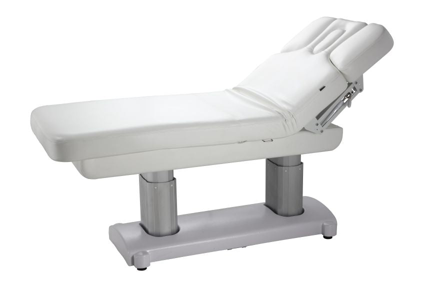 Silverfox Professional Electric Massage Bed Spa Table 2249 - Adjustable Height Reclining Massage Table for Physical Therapy, Chiropractic & Home Use - White Luxury Spa Bed for Relaxation & Pain Relief