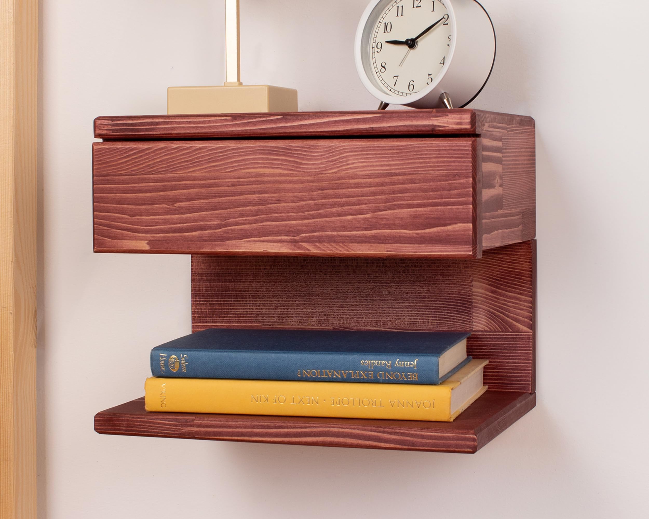 Floating Nightstand with Storage Drawer - Handmade Wood Bedside Table, Wall Mounted End Table for Small Spaces - Perfect for Bedroom, Living Room & Apartment Decor