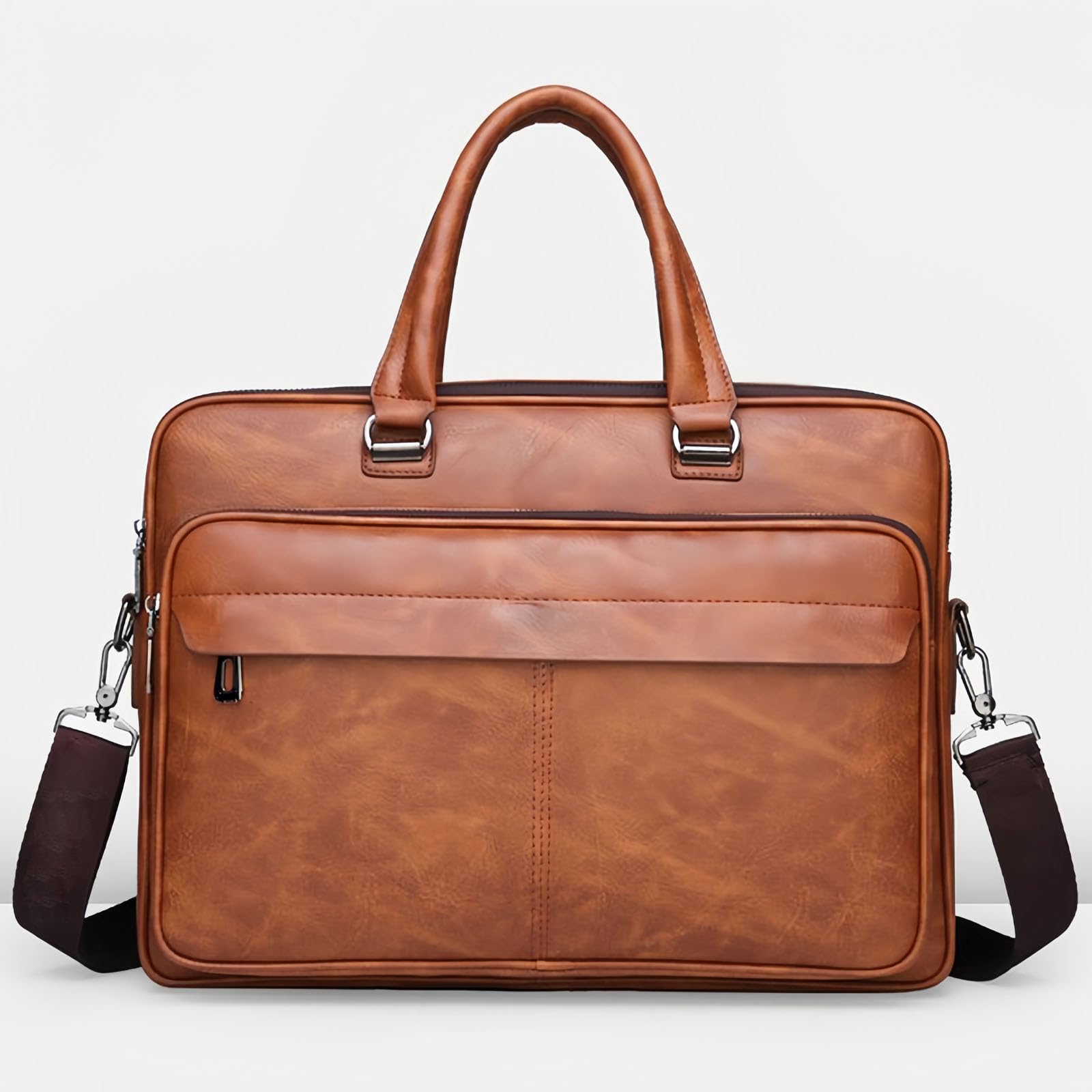 Premium 16.1 Inch Leather Laptop Bag for Men - Convertible Business Briefcase & Crossbody Shoulder Bag for Work, Travel & Daily Commute