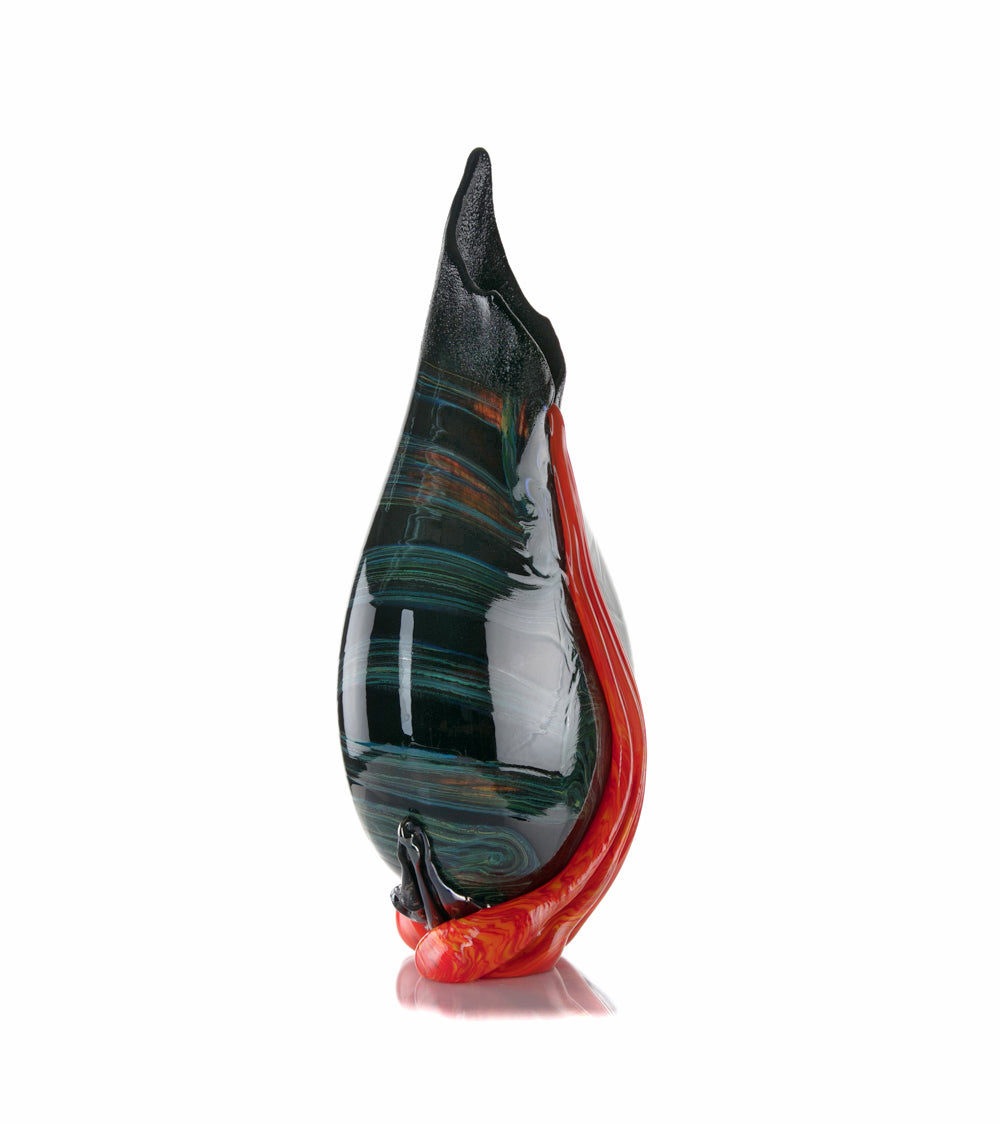 Daniel Moe Black Lava Trail 1 Glass Vessel - Modern Home Decor, Unique Centerpiece for Dining Table, Living Room, or Office