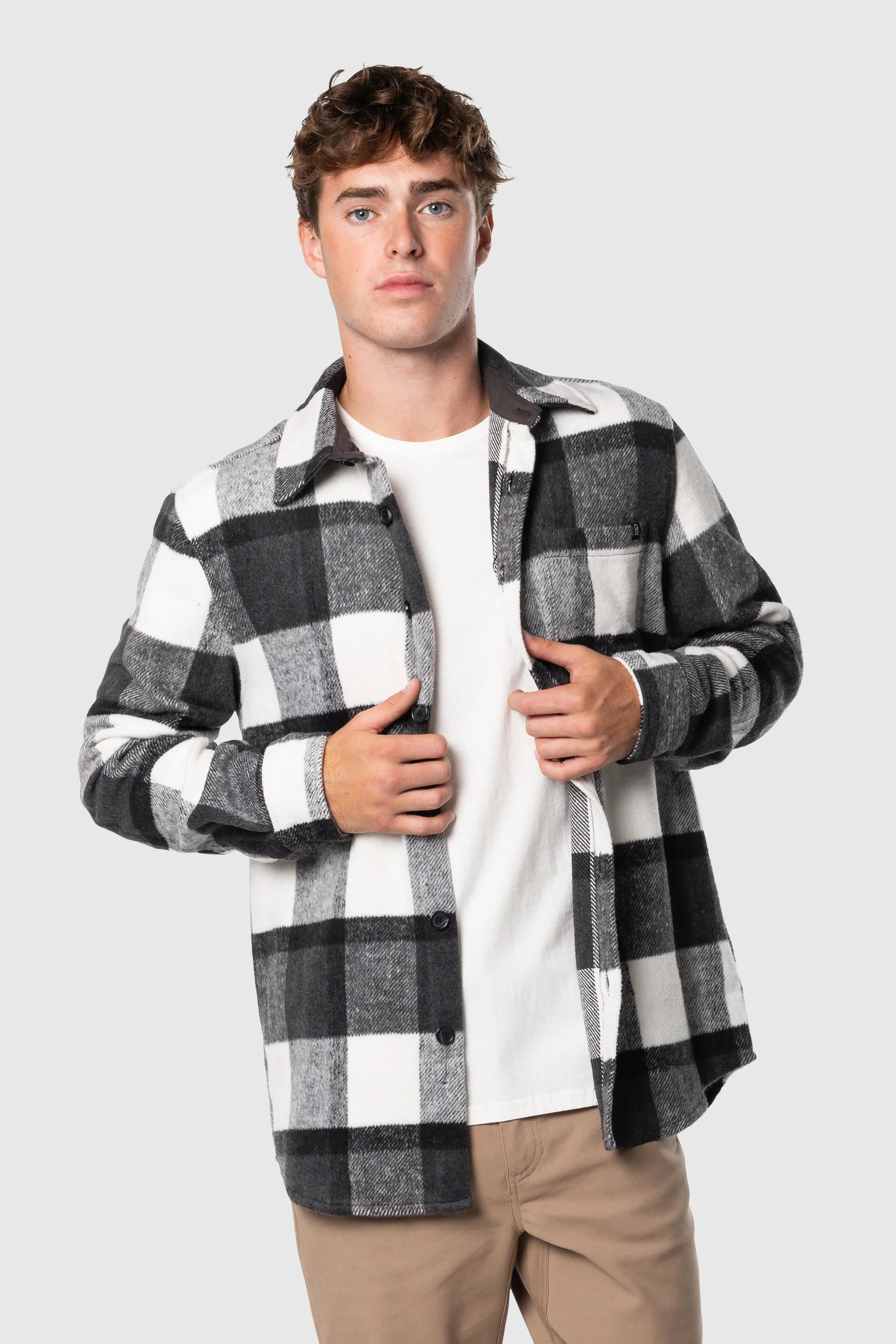 Men's Black Plaid Overshirt - Casual Button-Up Shirt for Fall & Winter Layering | Perfect for Outdoor Activities, Work & Everyday Wear