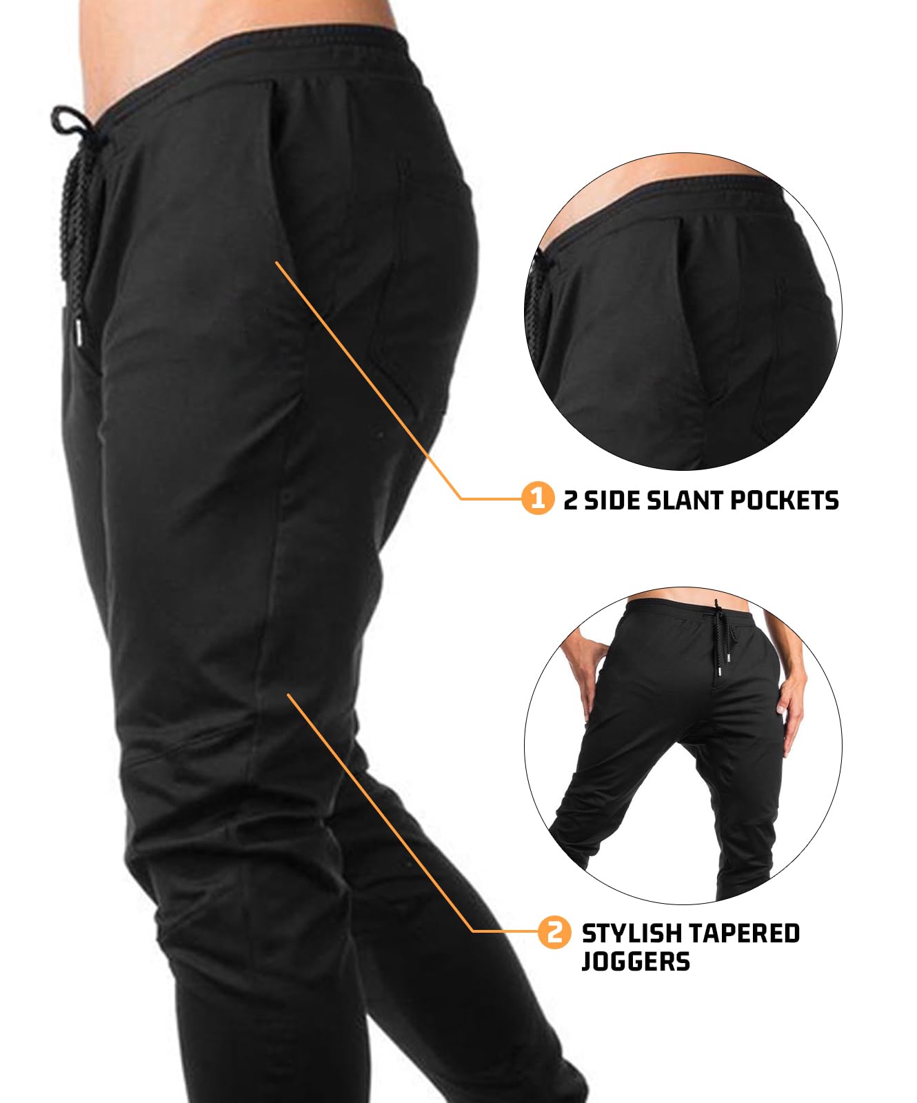 TBMPOY Men's Slim Fit Tapered Joggers with Ankle Zippers - Athletic Running Sweatpants for Workout & Training (4 Pockets) | Perfect for Gym, Casual Wear & Outdoor Activities