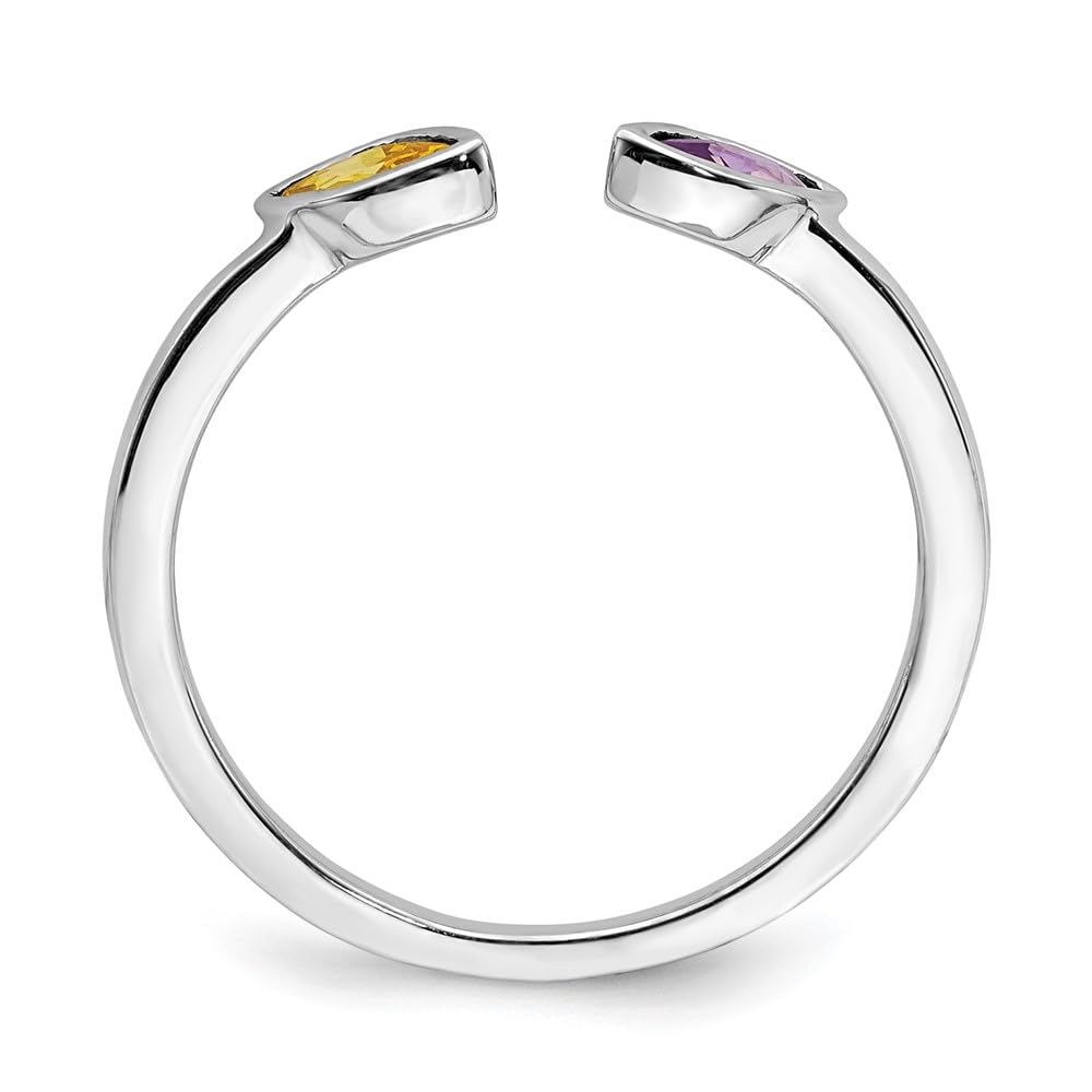 14K White Gold Amethyst Citrine Ring - Women's Fine Jewelry Gift for Her, Size 7 | Birthday & Anniversary