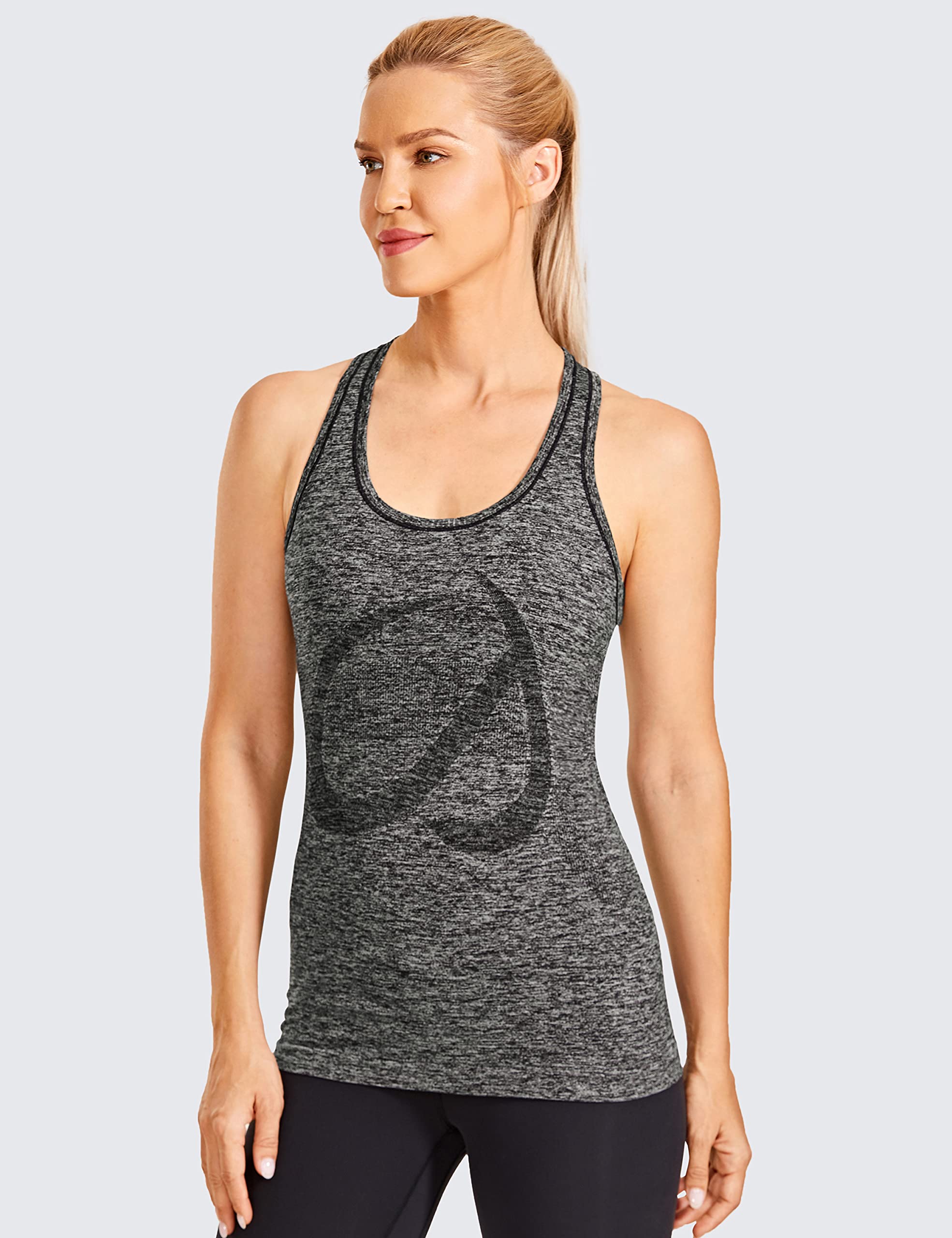 CRZ YOGA Women's Seamless Workout Tank Top - Racerback Athletic Shirt for Running, Yoga & Gym - Long Length Comfort Fit - Perfect for Workouts, Training & Active Lifestyle