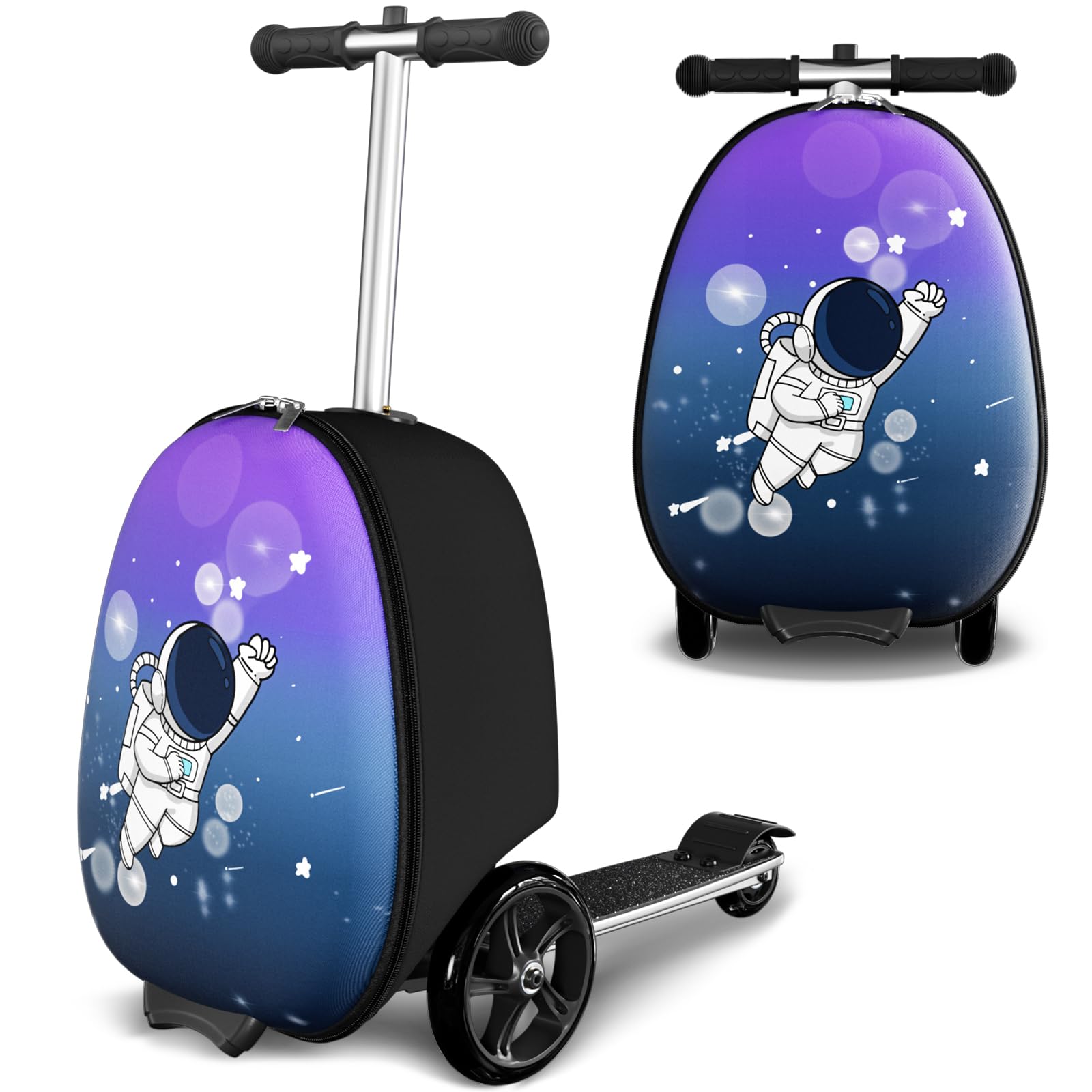 2-in-1 Kids Scooter Suitcase with LED Wheels - Ride-On Luggage for Travel, Shopping & Outdoor Adventures | Perfect for Airports, Malls & Family Vacations