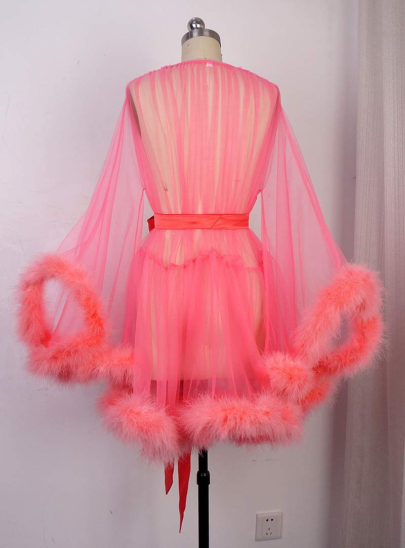 Sexy Feather Bridal Robe - Marabou Tulle Illusion Long Wedding Scarf - Custom Made Lingerie for Bridal Shower, Honeymoon & Boudoir Photography