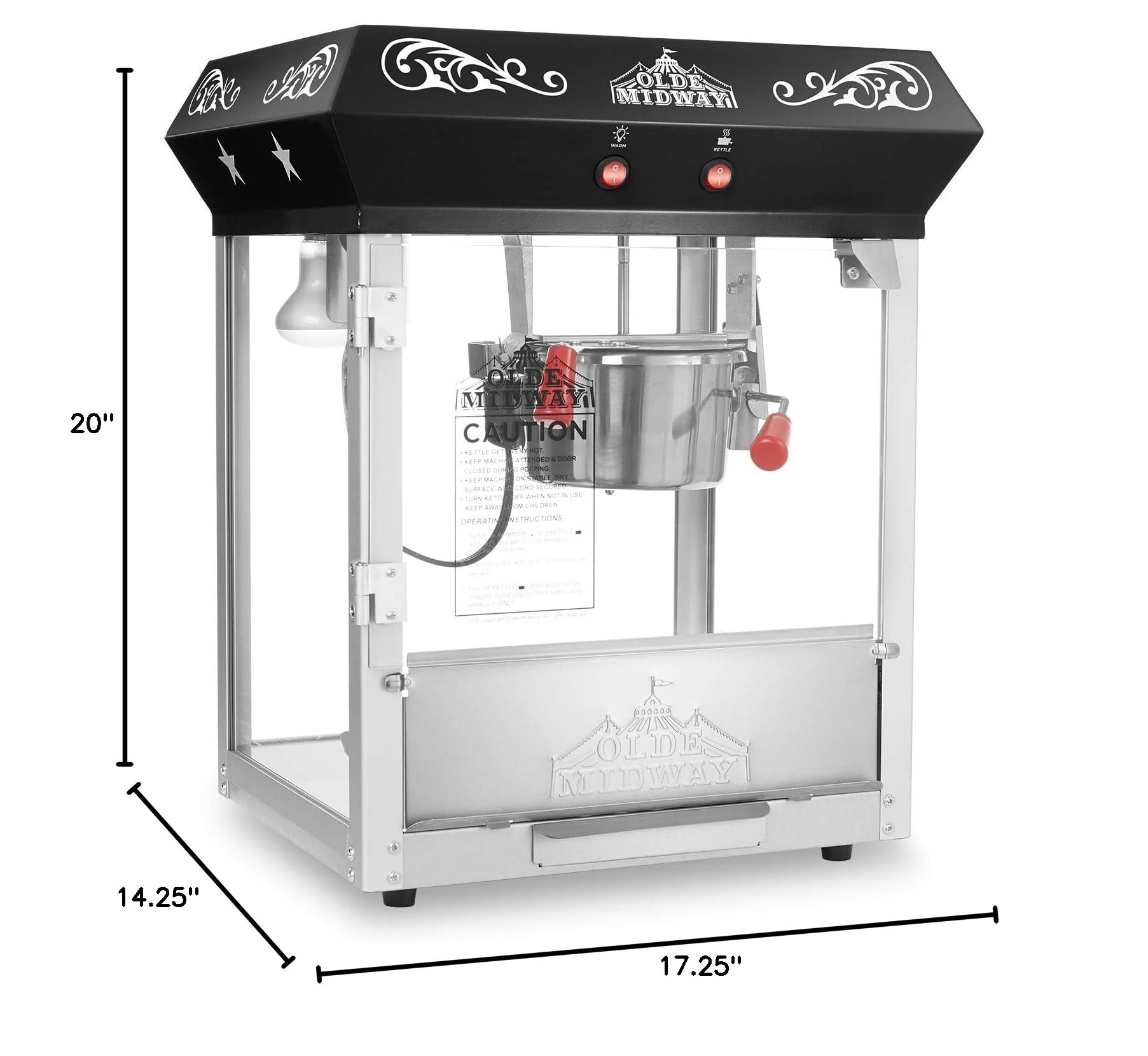 Olde Midway Bar Style Popcorn Machine - 4oz Commercial Popcorn Popper for Home Theater, Parties & Carnivals - Black Retro Popcorn Maker for Movie Nights & Events