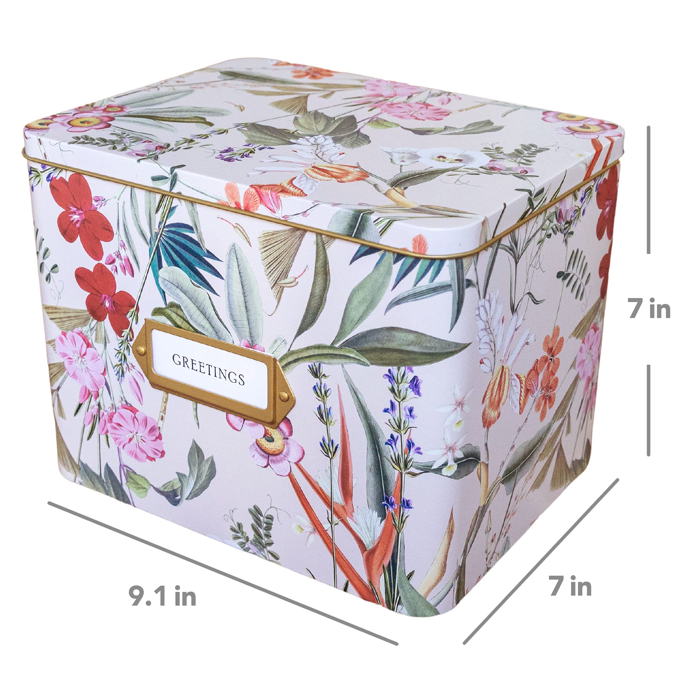 Floral Greeting Card Organizer Box with Dividers - Holds Cards & Envelopes | Birthday, Thank You & Holiday Card Storage | Perfect for Home, Office & Craft Room Organization