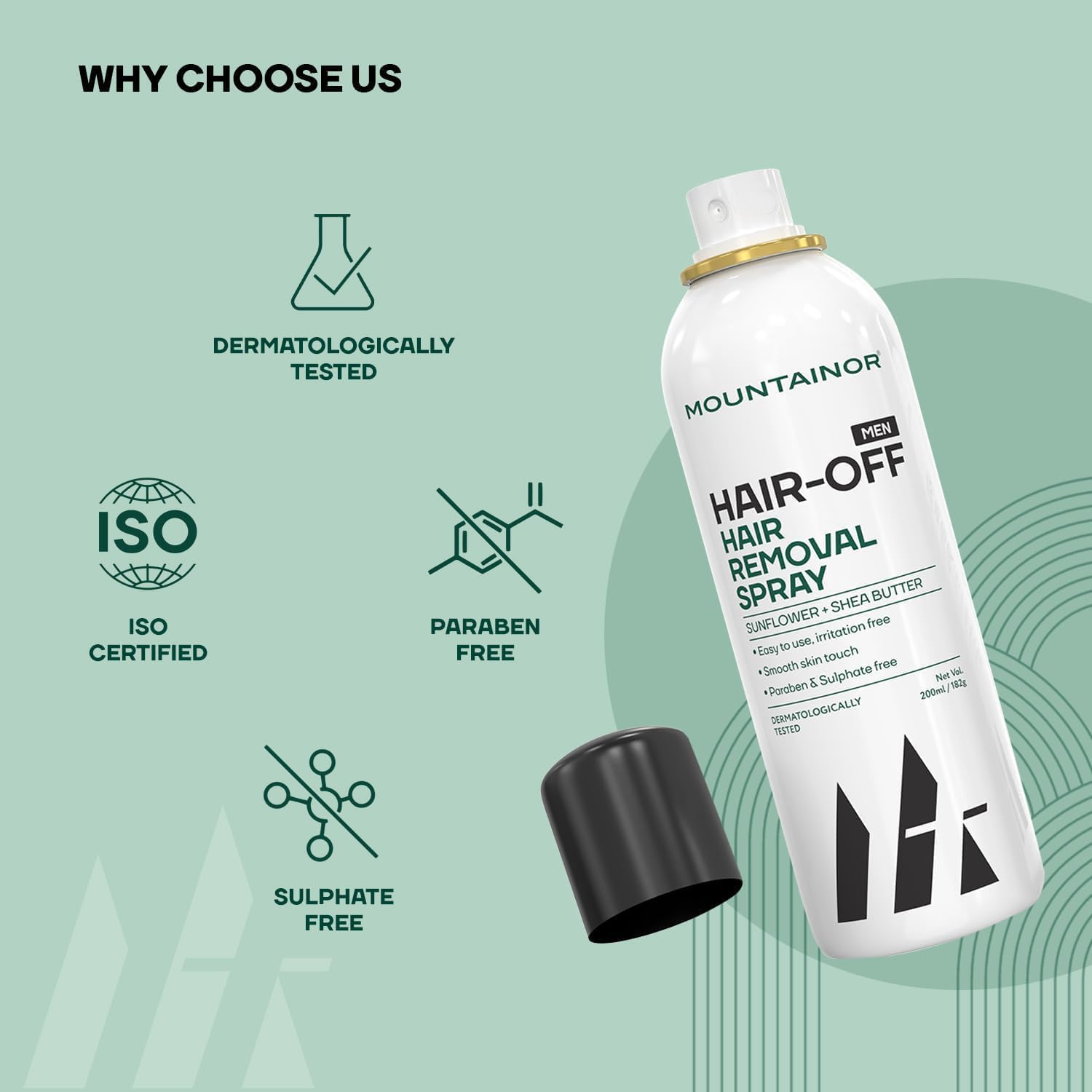 Men's Hair Removal Spray Cream - Painless Depilatory for Chest, Back, Arms, Legs & Underarms | Dermatologist Tested & Safe | At-Home Hair Removal Solution for Smooth Skin | Pack of 1 | Perfect for Gym, Beach & Summer Activities