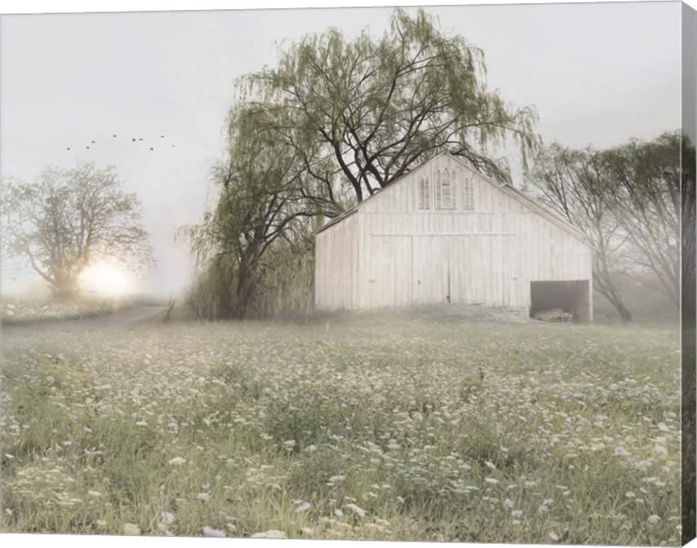 Green Country Morning by Lori Deiter - Stretched Canvas Wall Art, 25x20 Inches, Ready to Hang, Farmhouse Landscape Painting for Living Room, Bedroom & Office Decor