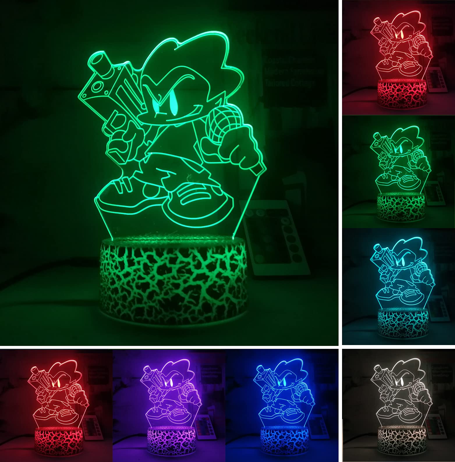Multi-Color Changing Night Light - Friday Night Funkin Boyfriend LED Table Lamp for Kids Room | Gaming Decor, Bedside Lamp for Boys & Girls | Perfect for Bedrooms, Game Rooms & Gift Ideas