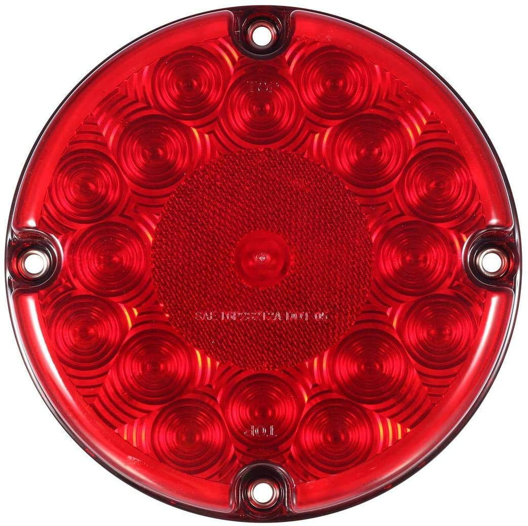 Partsam 2Pcs 7 Inch Round LED Trailer Tail Lights - Red 17 LED with Inner Reflex Lens, Waterproof for Trucks, Trailers, RVs, UTVs - Stop/Turn/Tail/Brake Lights - Surface Mount 10-30V - Ideal for Night Driving & Heavy-Duty Vehicles