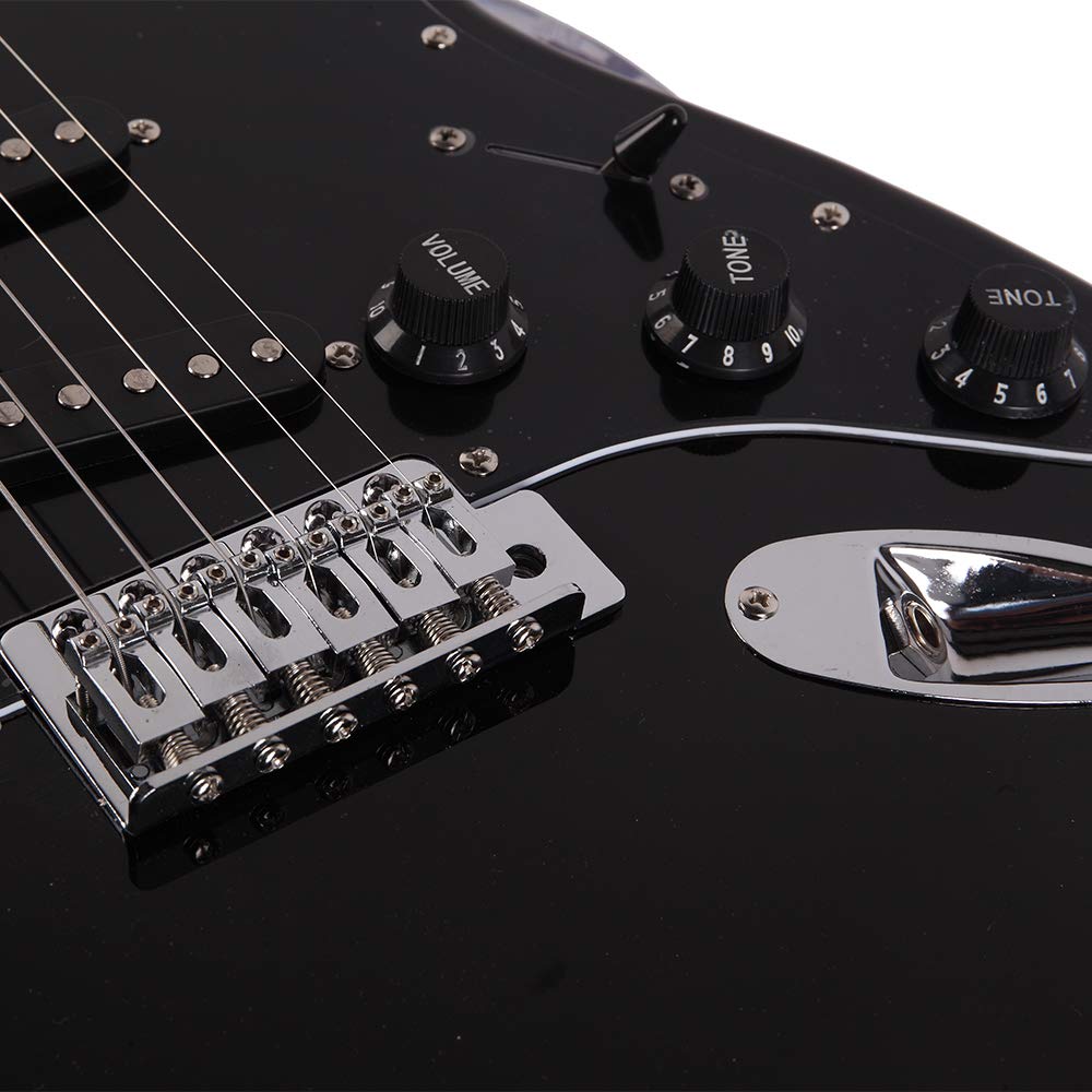 Premium Electric Guitar Kit with Black Pickguard, 10W Amplifier, Gig Bag, Picks & Accessories - Complete Starter Set for Beginners & Professionals | Perfect for Home Practice, Studio Recording & Live Performances (Black)