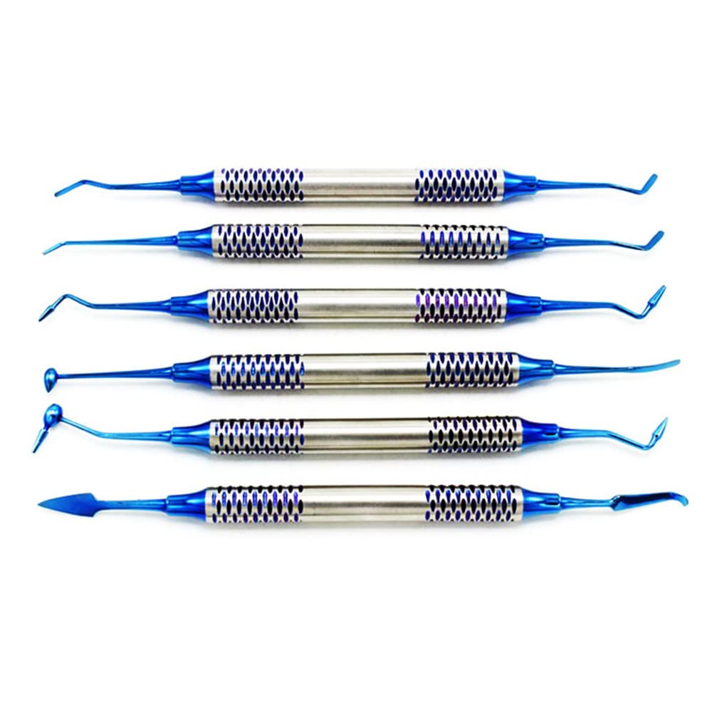 6-Piece Dental Resin Filling Kit - Titanium Plated Composite Resin Spatula Set with Thick Handle for Aesthetic Tooth Restoration | Professional Dental Tools for Dentists & DIY Home Repair