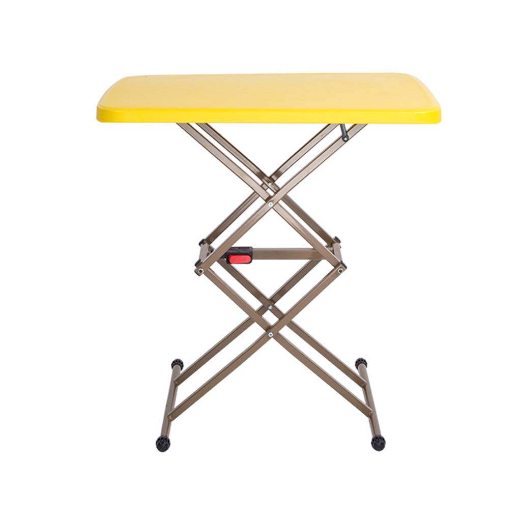 AFEO Adjustable Folding Table - Portable Picnic Table, TV Tray, Laptop Stand for Home Office, Balcony, Garden & Outdoor Dining - Lightweight Snack Table with Storage Rack - Yellow (Ideal for Small Spaces, Work from Home & Outdoor Activities)