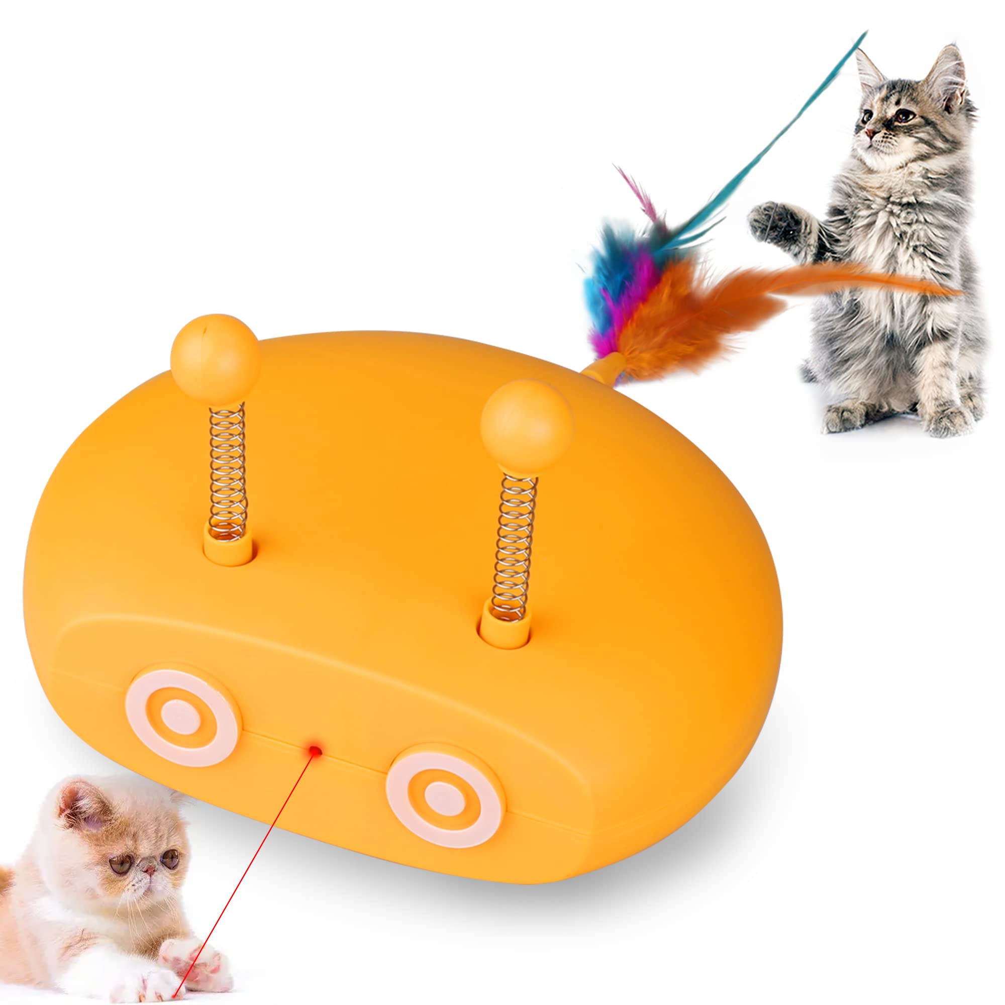 Automatic Interactive Cat Toy with Feather, Light & Sound - USB Charging Electronic Kitten Exercise Toy for Indoor Cats - Perfect for Playtime, Training & Keeping Your Cat Active