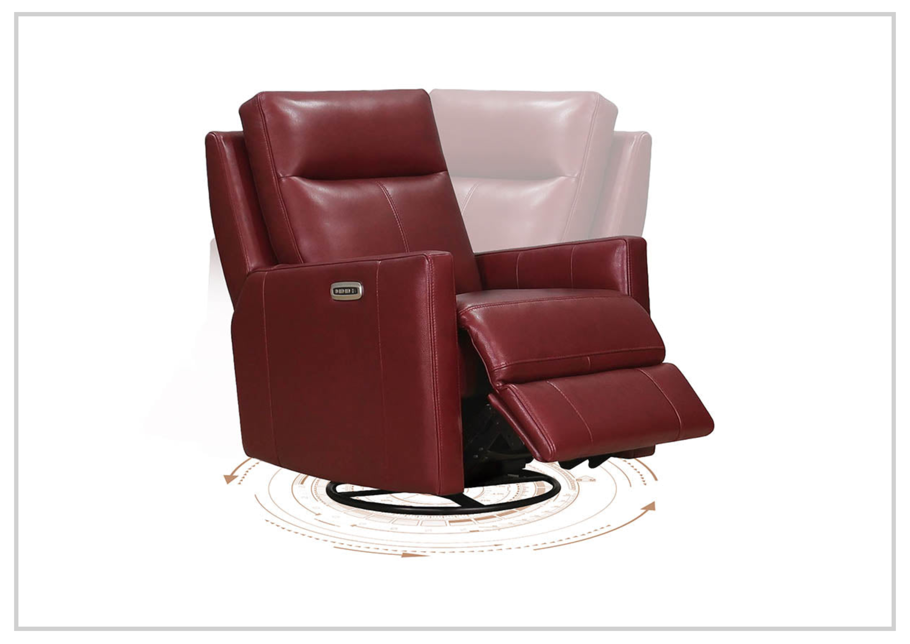 Hydeline Vienna Power Swivel Glider Recliner Chair with Adjustable Headrest - Genuine Leather Living Room Seating for Home Theater, Gaming & Relaxation