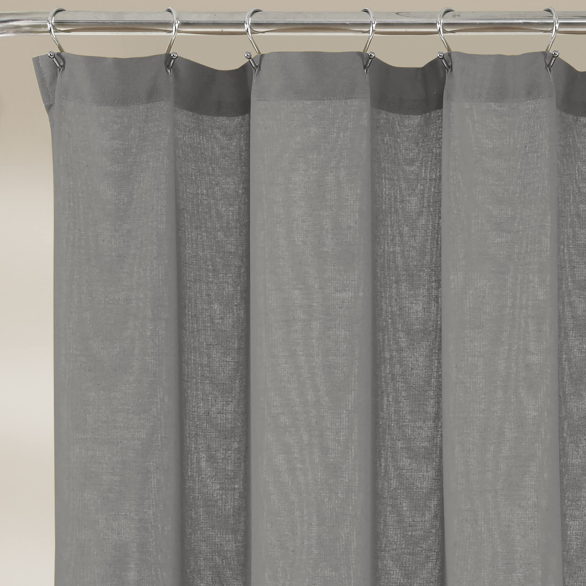Rustic Linen Shower Curtain with Coconut Buttons - Dark Gray & White Farmhouse Bath Decor for Modern Bathrooms