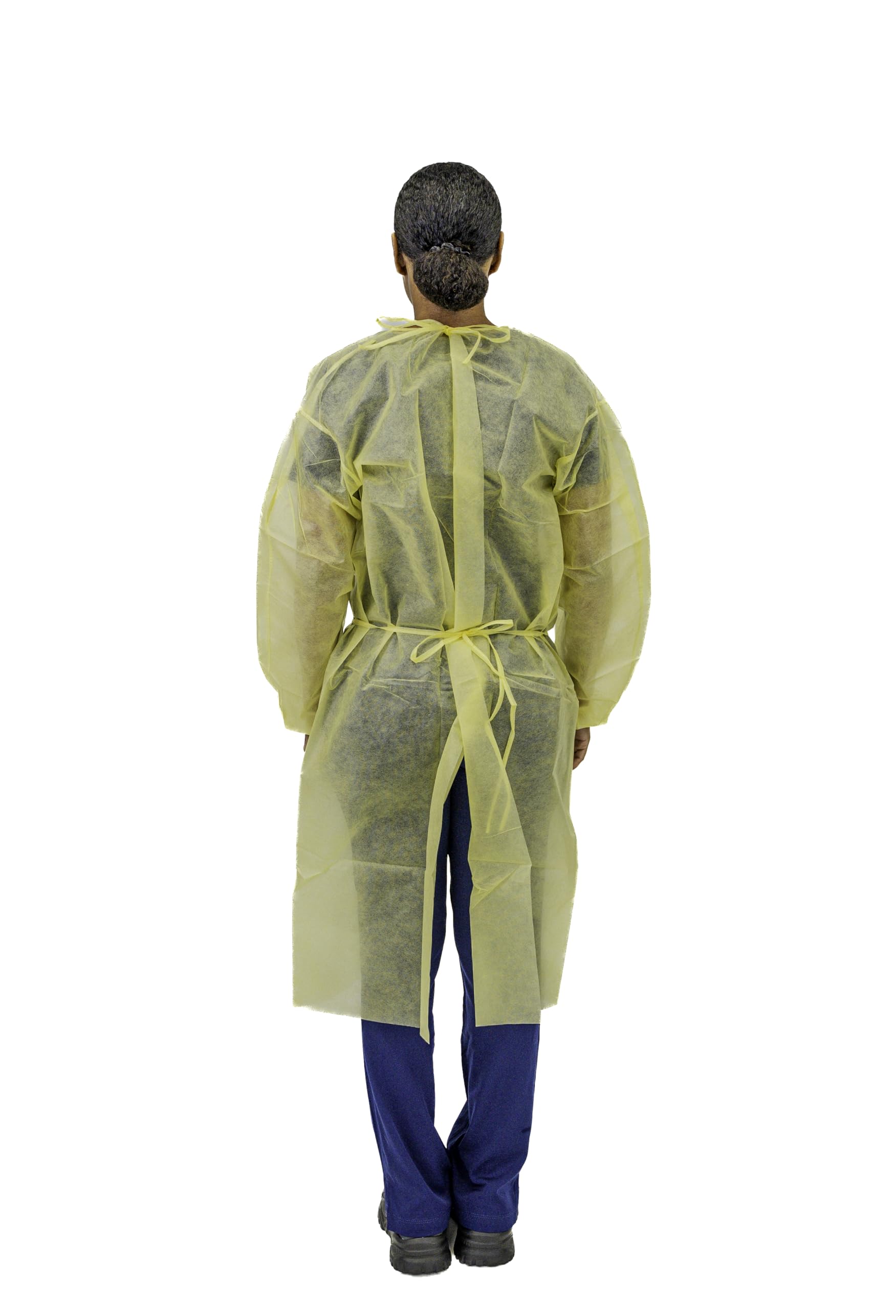 Lakeland Disposable Isolation Gown - Lightweight & Durable with Serged Seams, Neck & Waist Ties for Full Coverage - White (100 Pack, Sizes SM-LG) - Ideal for Medical, Dental, Lab & Healthcare Professionals