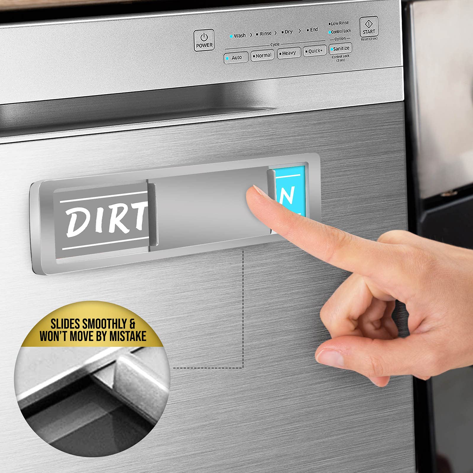 Stylish Dishwasher Clean Dirty Sign Magnet - Easy to Read Strong Magnetic Indicator for Kitchen, Dishwasher Status Helper - Perfect for Home, Office & RV Use