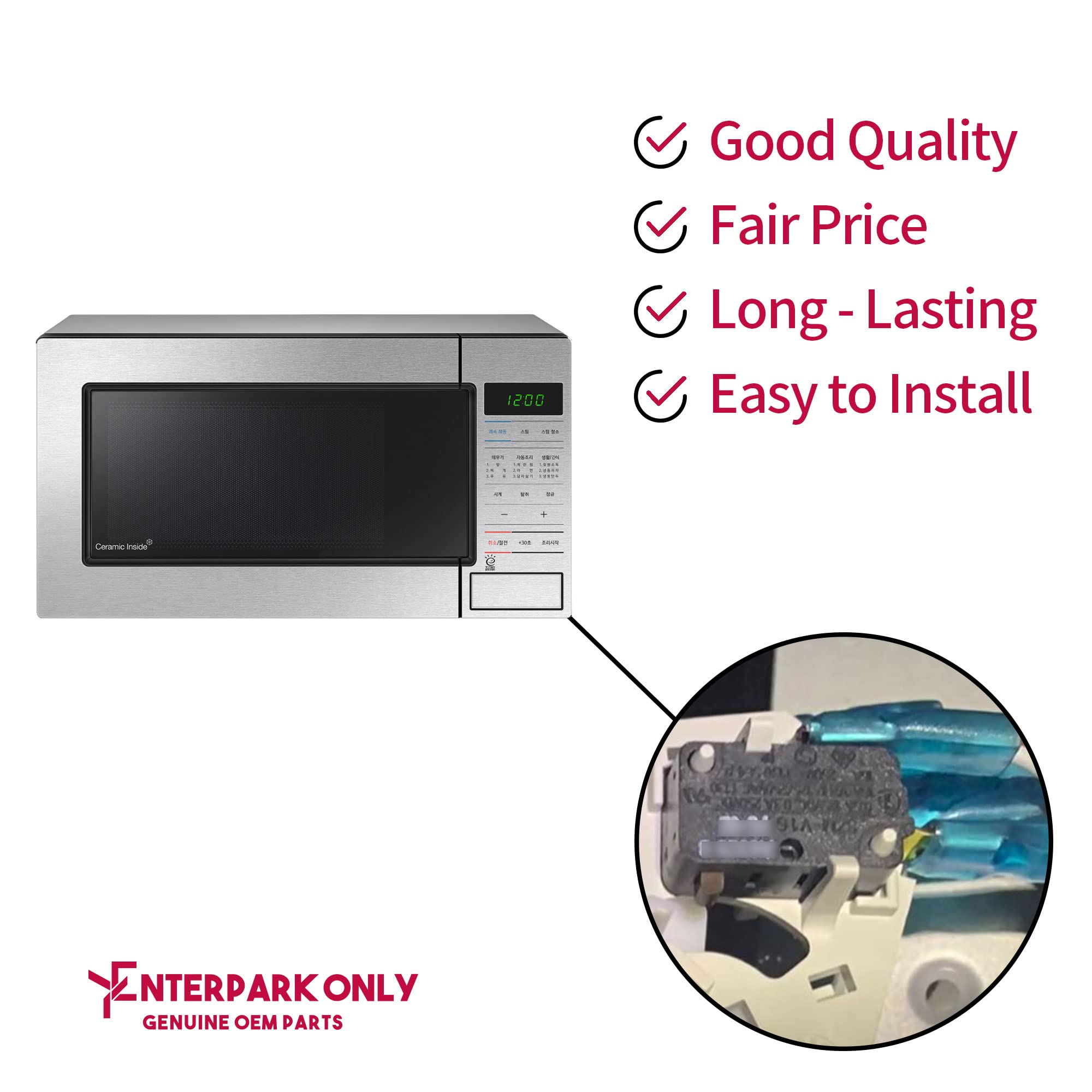 ENTERPARK 2 Pack GE SZM-V16-FD-62 Microwave Oven Micro Switch Replacement - Compatible with LG, GE, Starion Microwaves - Perfect for DIY Repair and Maintenance