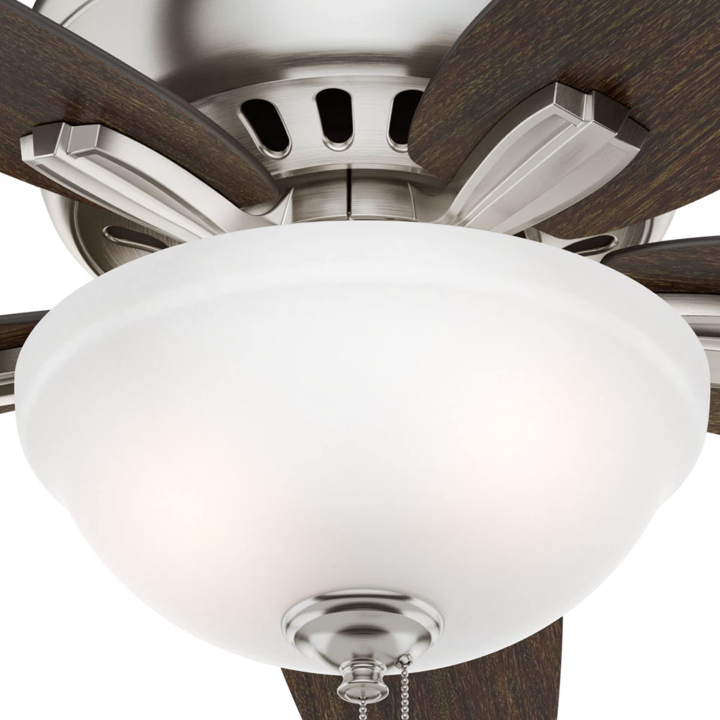 Hunter Fan Company 51082 42-Inch Newsome Brushed Nickel Low Profile Ceiling Fan with LED Light Kit and Pull Chain - Perfect for Bedrooms, Living Rooms, and Home Offices