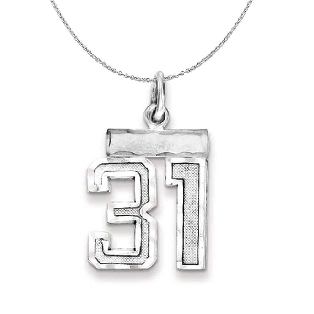 Black Bow Sterling Silver Necklace - Varsity Collection, Small D/C Number 31 - Elegant Jewelry for Women, Perfect Gift for Graduation, Birthday & Special Occasions
