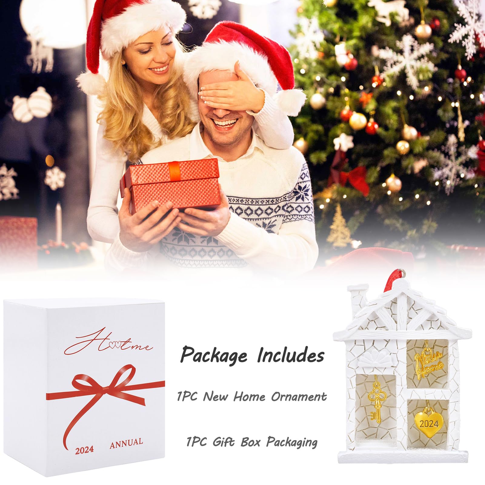 2024 Personalized Christmas Ornaments - Unique Housewarming Gift for New Homeowners, Moving House Present & Festive Home Decor - Perfect for Holiday Decorations & New Home Celebrations