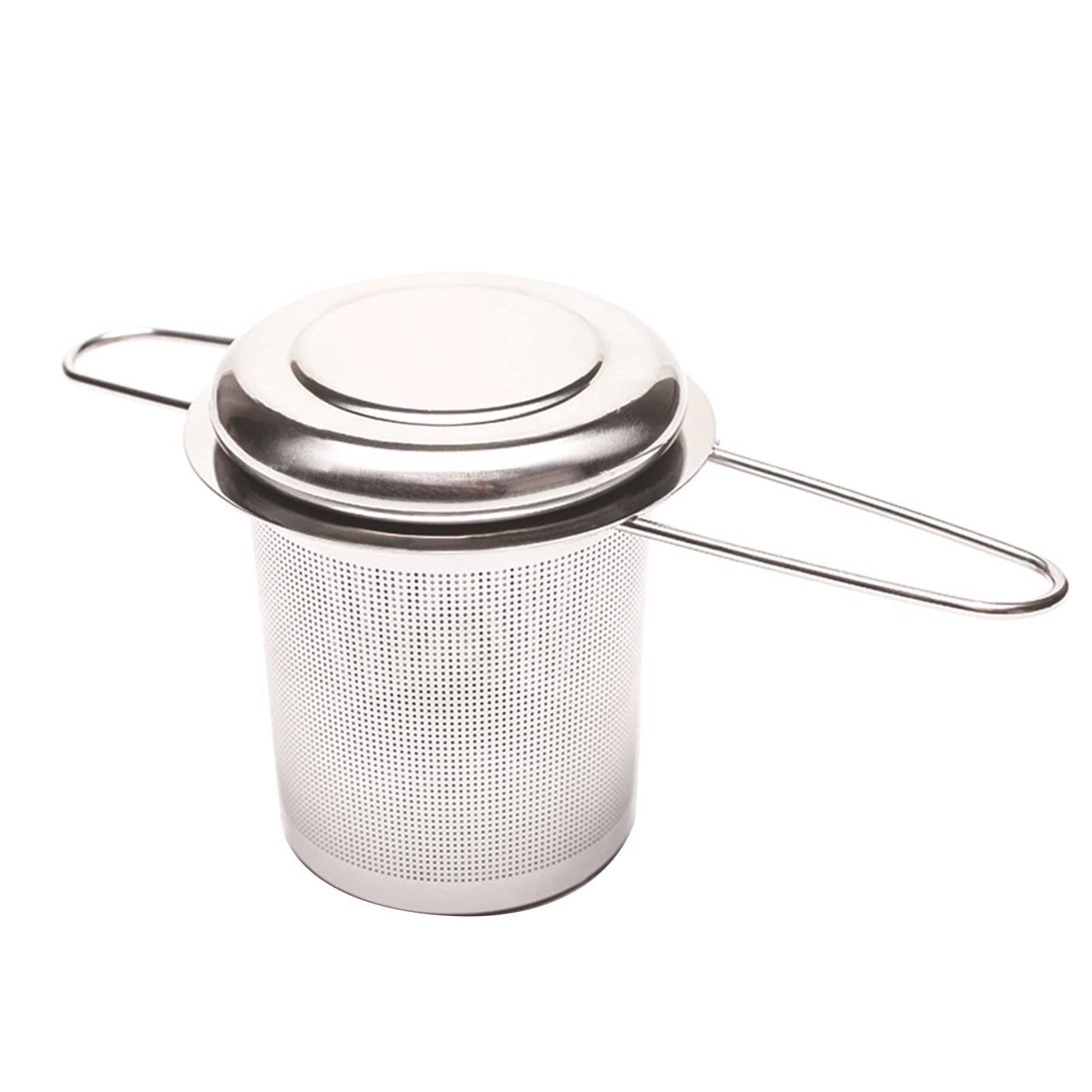 Premium Stainless Steel Tea Infuser with Foldable Handle - Reusable Loose Leaf Tea Strainer Cup, Easy Clean with Lid - Perfect for Tea Lovers, Home & Office Use, Kitchen Accessories