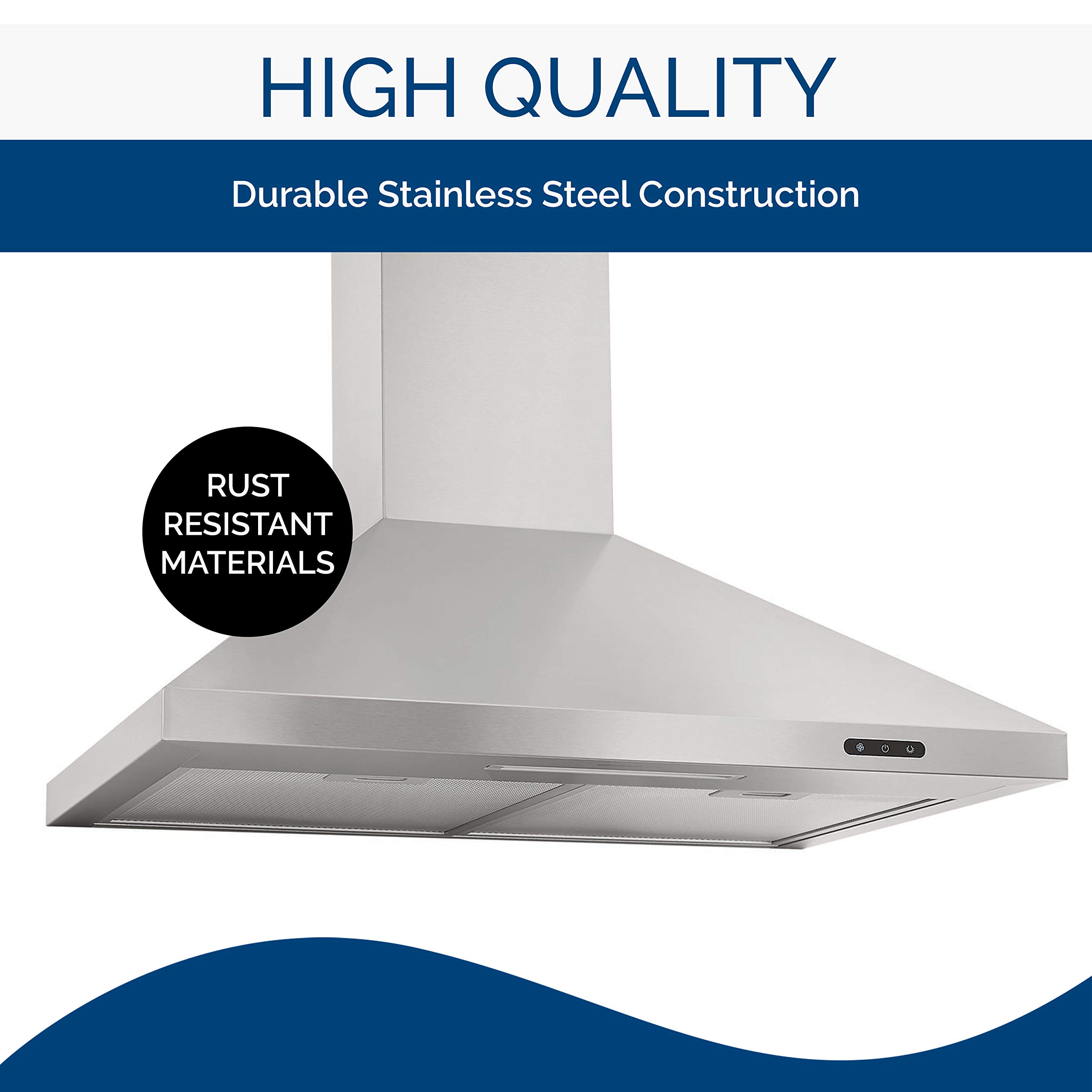 Broan-NuTone EW4824SS 24-Inch Stainless Steel Wall-Mount Range Hood with LED Lights & 400 CFM - Perfect for Kitchen Ventilation Over Stove