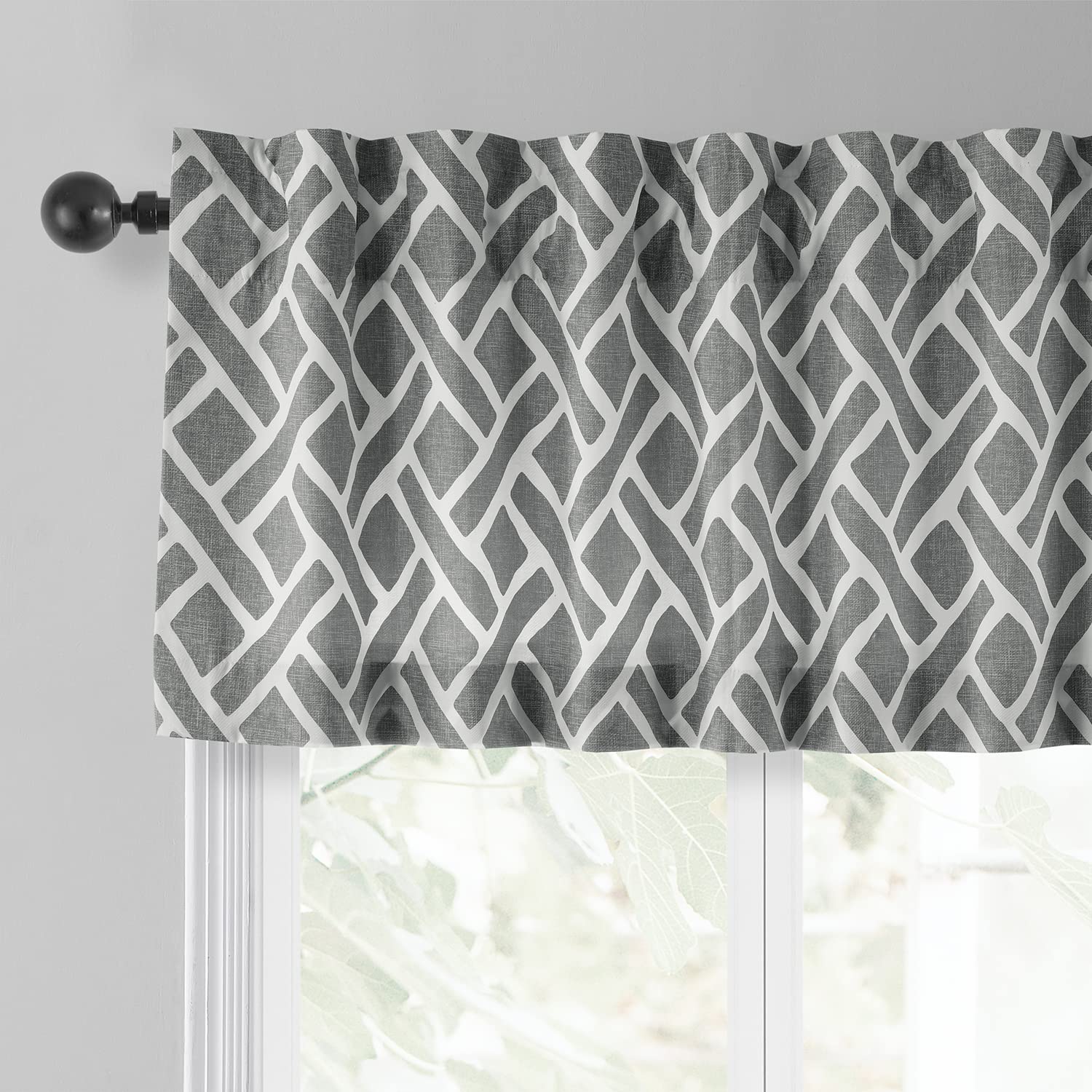 Premium Cotton Martinique Printed Window Valance 50x19 Inches - HPD Half Price Drapes (PRCT-VLD07C-19) in Elegant Grey for Living Room & Bedroom Decor