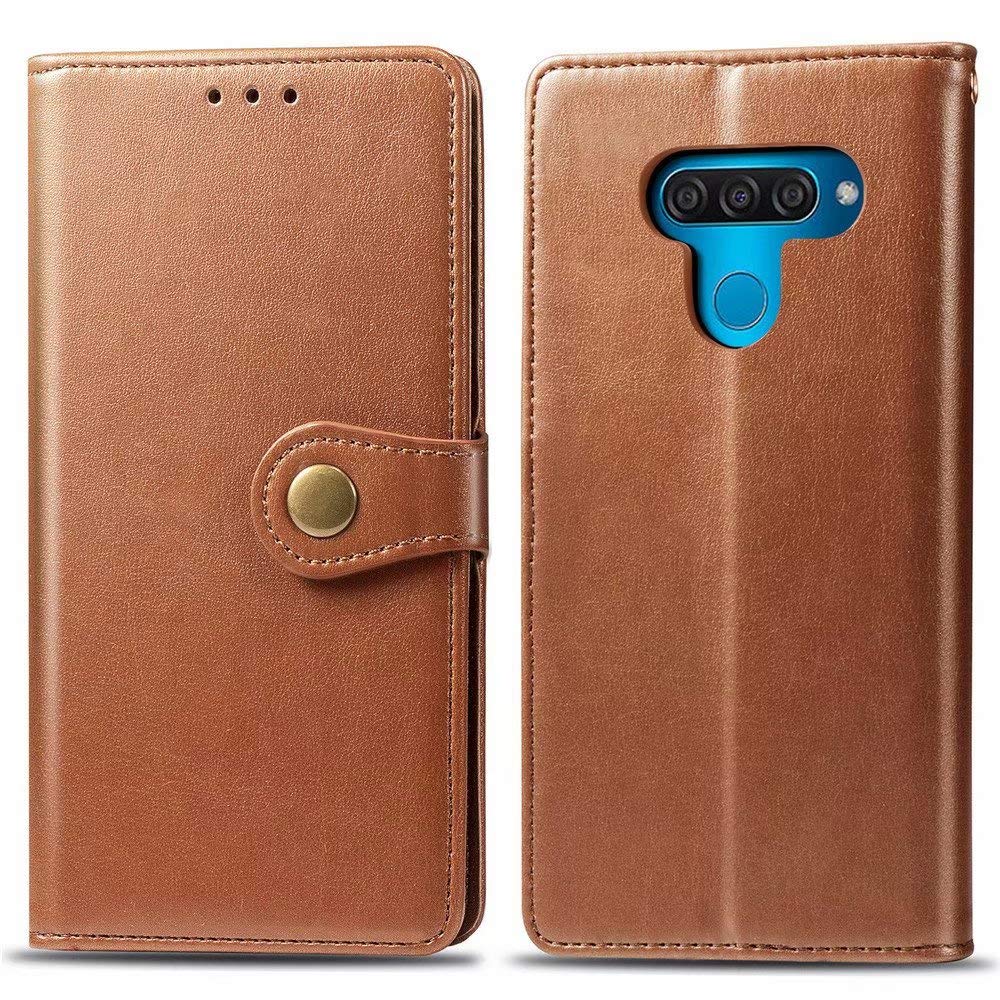 Premium Leather Wallet Case for LG Q60 - FlipBird Magnetic Closure Phone Cover with Kickstand & Card Slots (Brown) | Perfect for Business, Travel & Everyday Protection