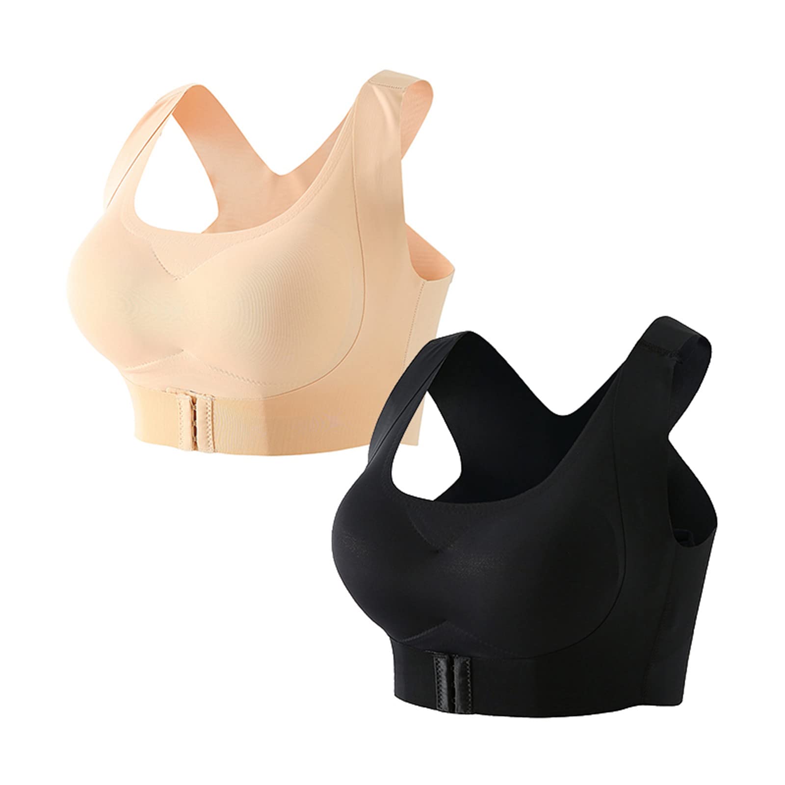 Plus Size Push Up Bras for Women - No Underwire Support Bralette Pack with Front Closure & Racerback Design | Seamless Comfort for Everyday Wear, Workout & Yoga