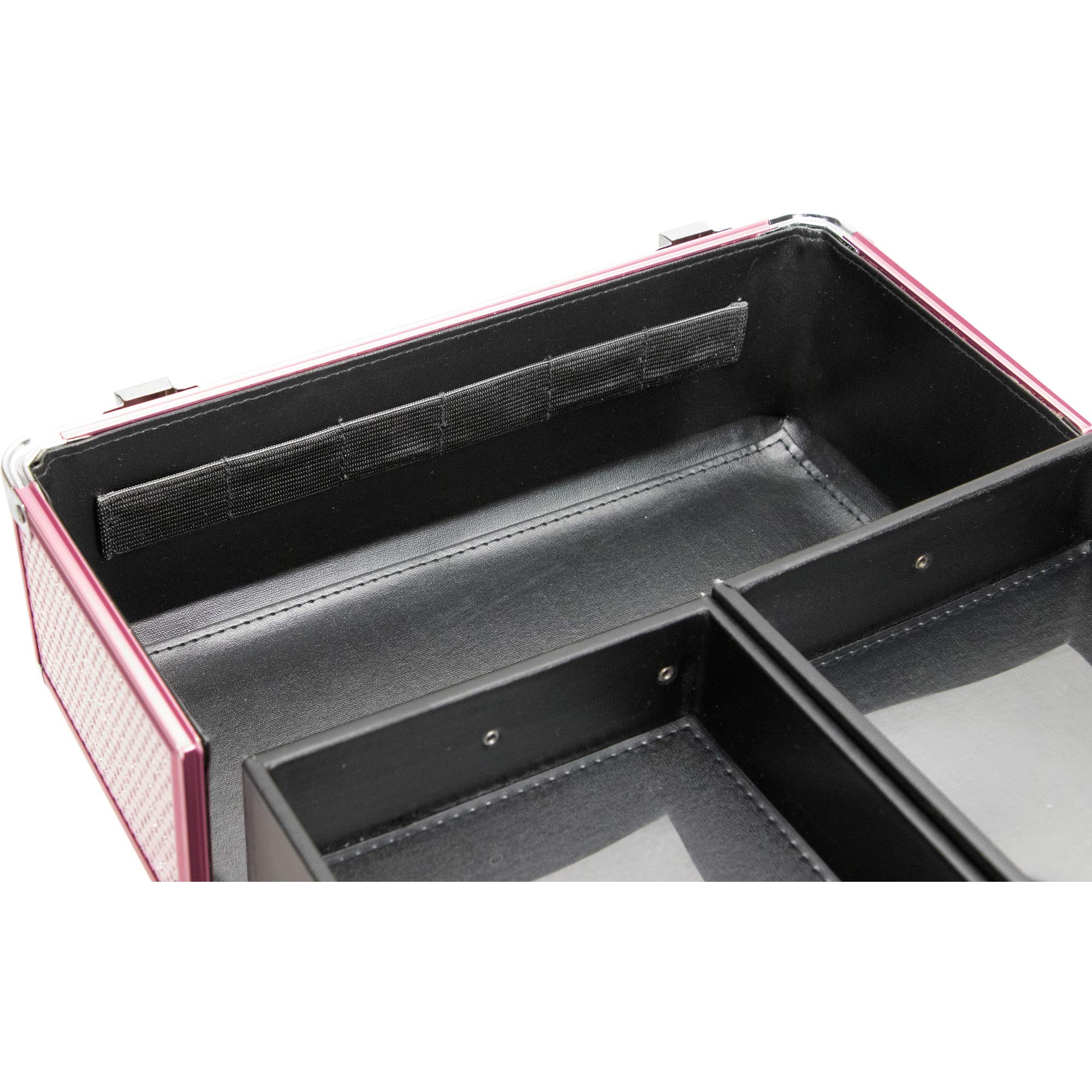 Ver Beauty Professional Makeup Case - 2 Tier Extendable Travel Makeup Organizer with Heavy Duty Construction, Pink Krystal Cosmetic Bag (VP009-43) | Perfect for Makeup Artists, Travel & Salon Storage