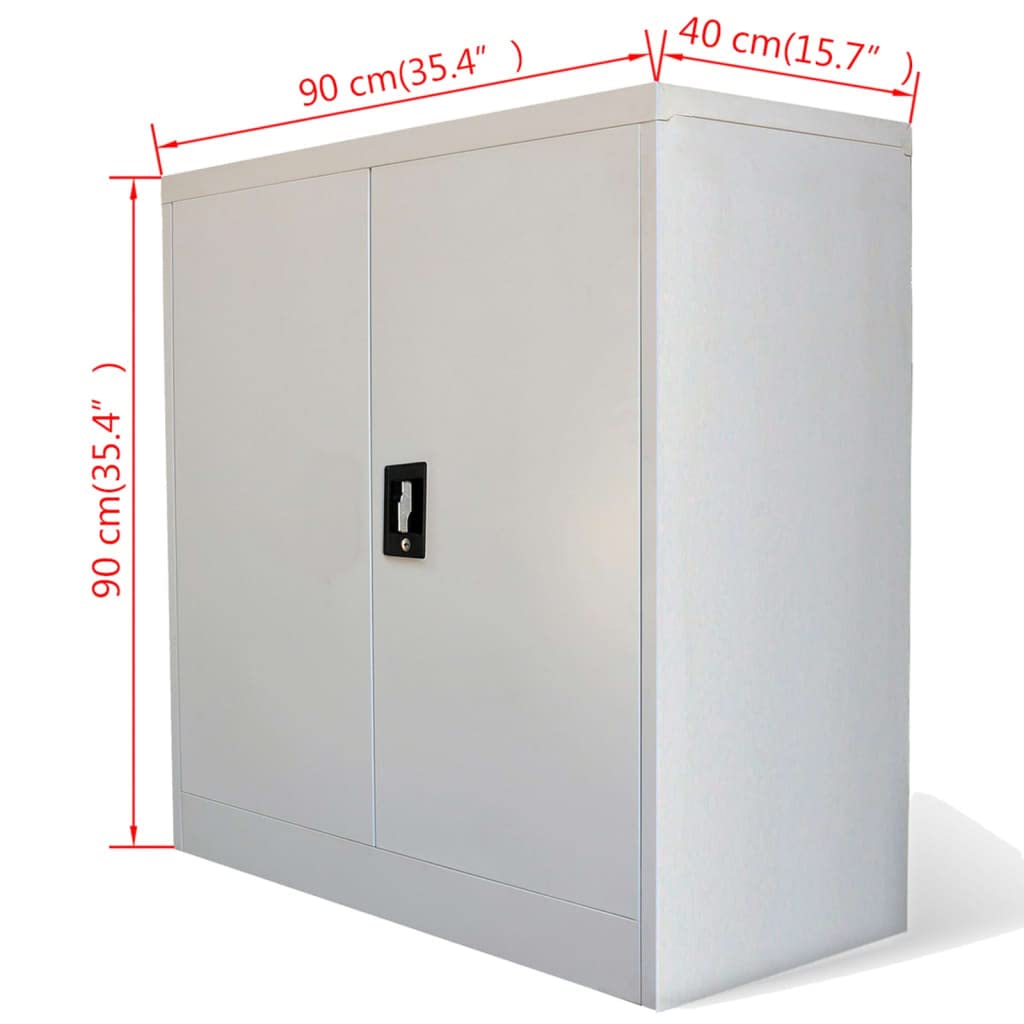 vidaXL Modern Gray Steel Office Cabinet - 2-Door File Storage for Home, Living Room & School - Under Desk Filing Cabinet - Industrial Style for Organized Workspaces
