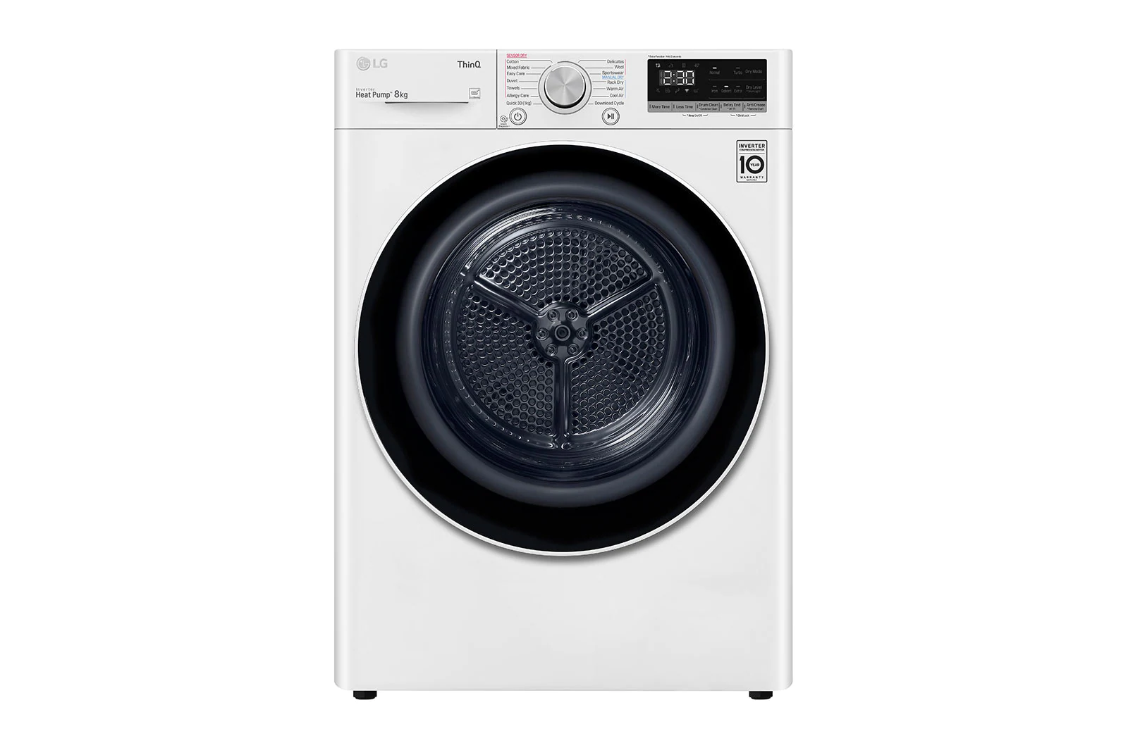 LG DVH5 08W 8kg/17.6lb Energy Efficient Heat Pump Dryer with Inverter Control - Perfect for Small Apartments & Eco-Friendly Homes