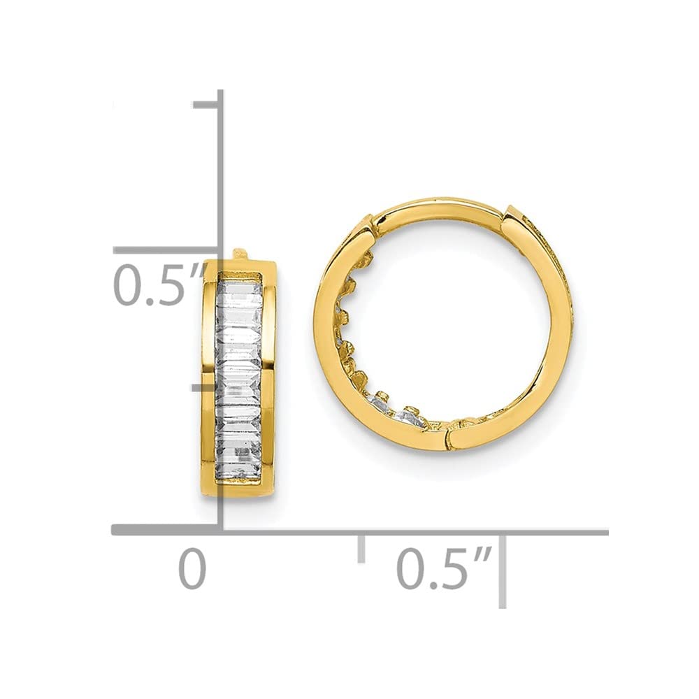 10K Yellow Gold Cubic Zirconia Hinged Hoop Earrings for Women - Elegant Fine Jewelry Gift for Her - Perfect for Weddings, Parties & Everyday Wear
