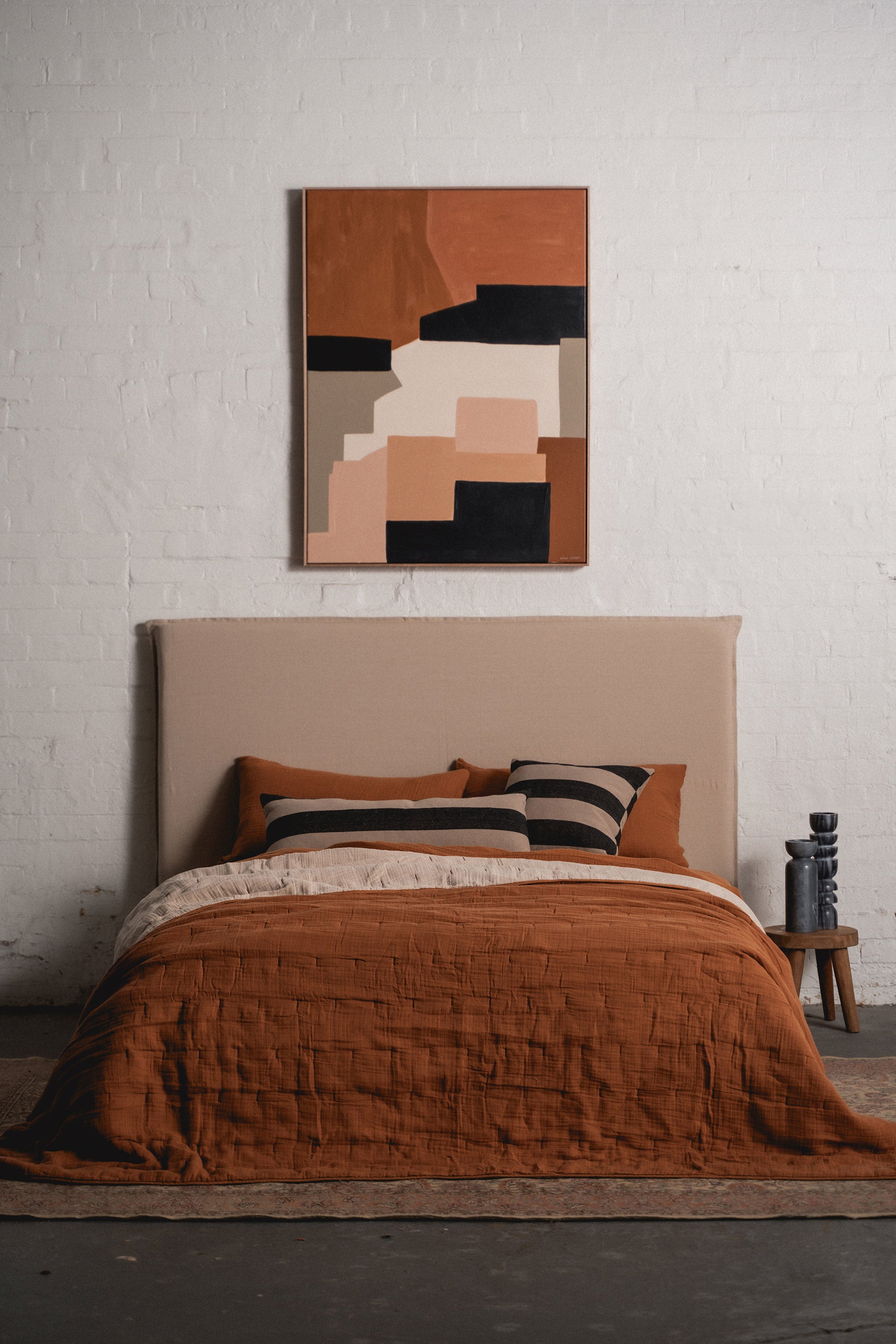 Enes Quilted Bed Cover - Soft & Stylish Terracotta Bedspread for Queen Size Beds | Perfect for Cozy Bedroom Decor & Guest Room Makeover