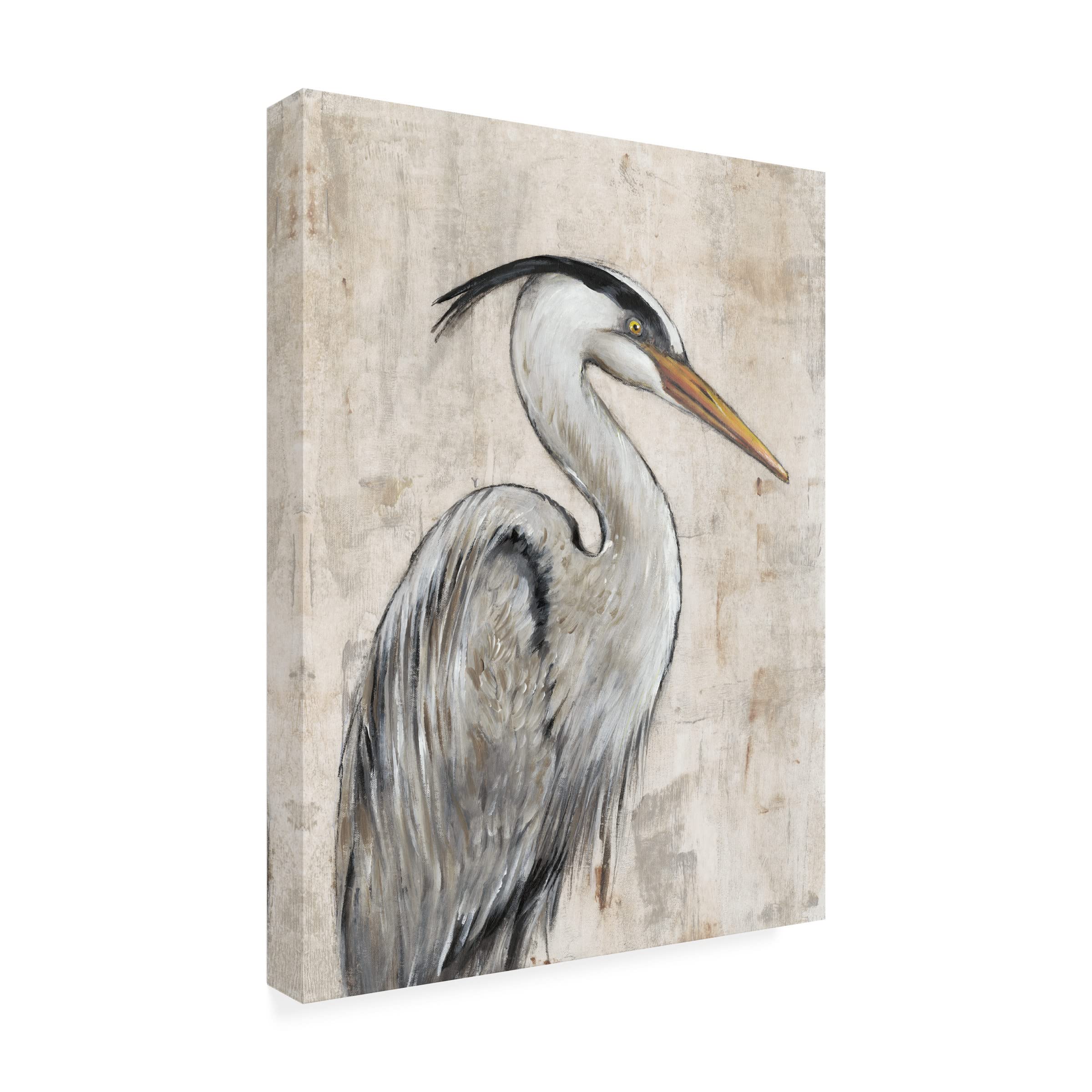 Tim O'Toole Grey Heron I Canvas Wall Art Print - Wildlife Bird Painting for Living Room, Bedroom & Office Decor