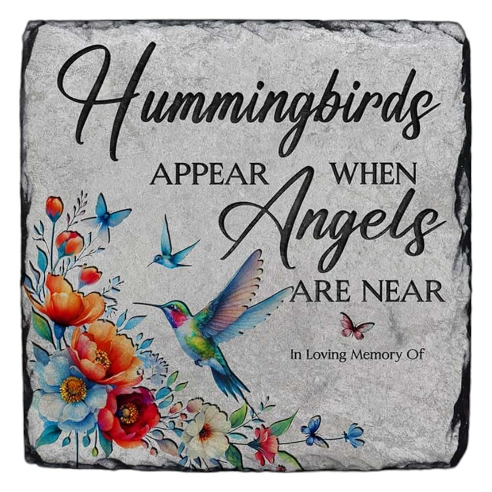 Personalized Memorial Stone - In Loving Memory of Angel Are Near, Sympathy Gift for Loss of Father, Mother, Grandpa, Grandma | Engraved Keepsake for Gravesite, Garden, or Home Memorial