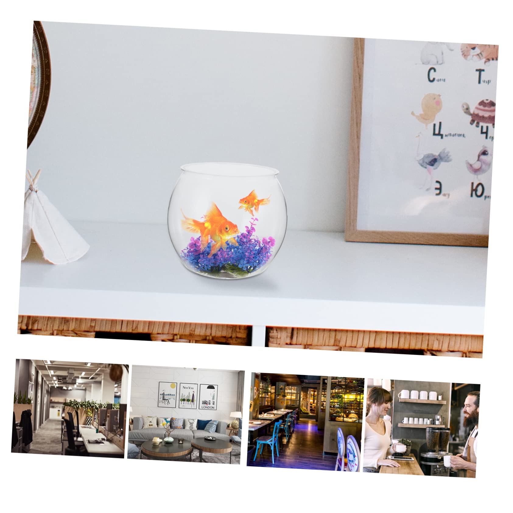 Transparent Round Plastic Fish Bowl - Goldfish Tank, Vase, Terrarium for Office & Home Decor | Perfect for Betta Fish, Small Aquatic Pets, and Succulent Plants