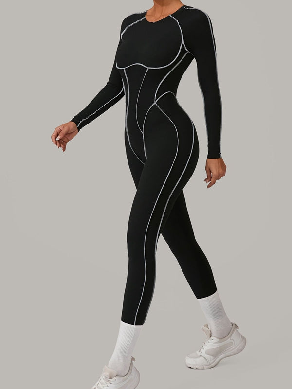 ZASUWA Women's Sexy Backless Contrast Color Stripes Jumpsuit - Perfect for Night Out, Party, and Date Night