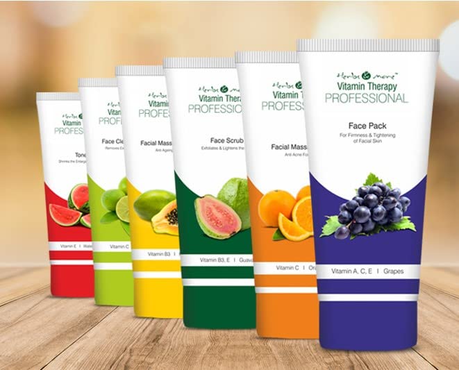 Professional 6-Step Vitamin Therapy Facial Massage Kit with Herbs & Fruit Extracts - 100g Skin Treatment for Glowing Complexion | Perfect for Spa Days, At-Home Self-Care & Professional Skincare Routines