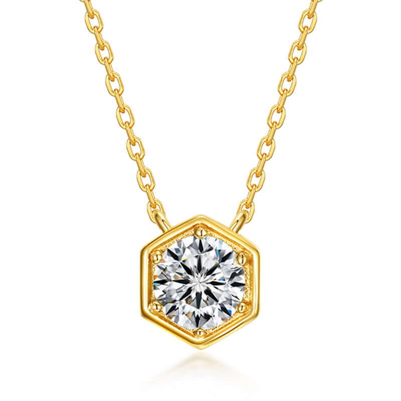 Hexagon Bezel Birthstone Necklace - Personalized Gemstone Jewelry for Women | NL812 | Perfect Gift for Birthday, Anniversary & Mother's Day