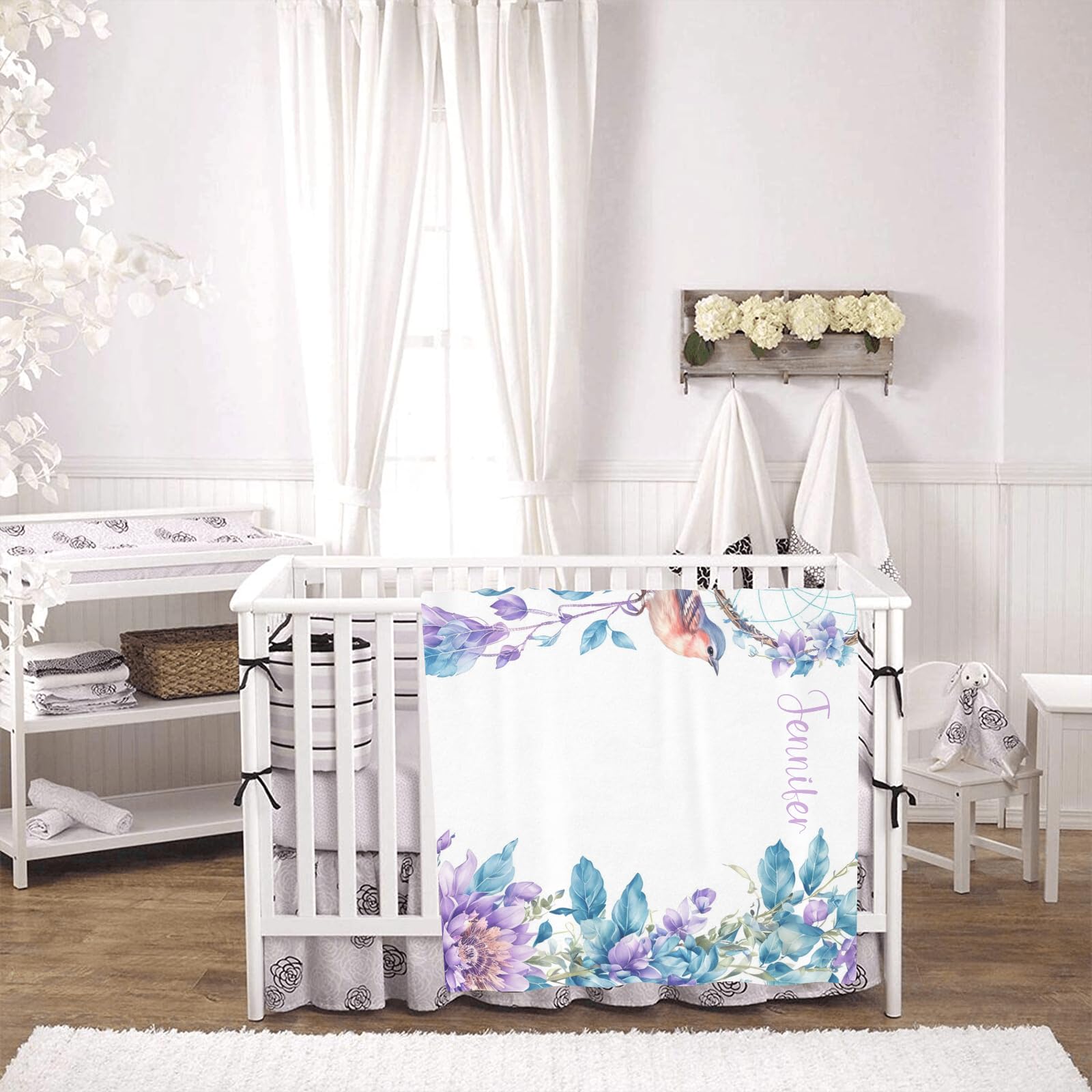 Custom Personalized Dreamcatcher Hummingbird Floral Baby Blanket - Super Soft Fleece Nursery Blanket for Boys & Girls (30x40 Inches) | Perfect for Baby Showers, Birthdays & Nursery Decor